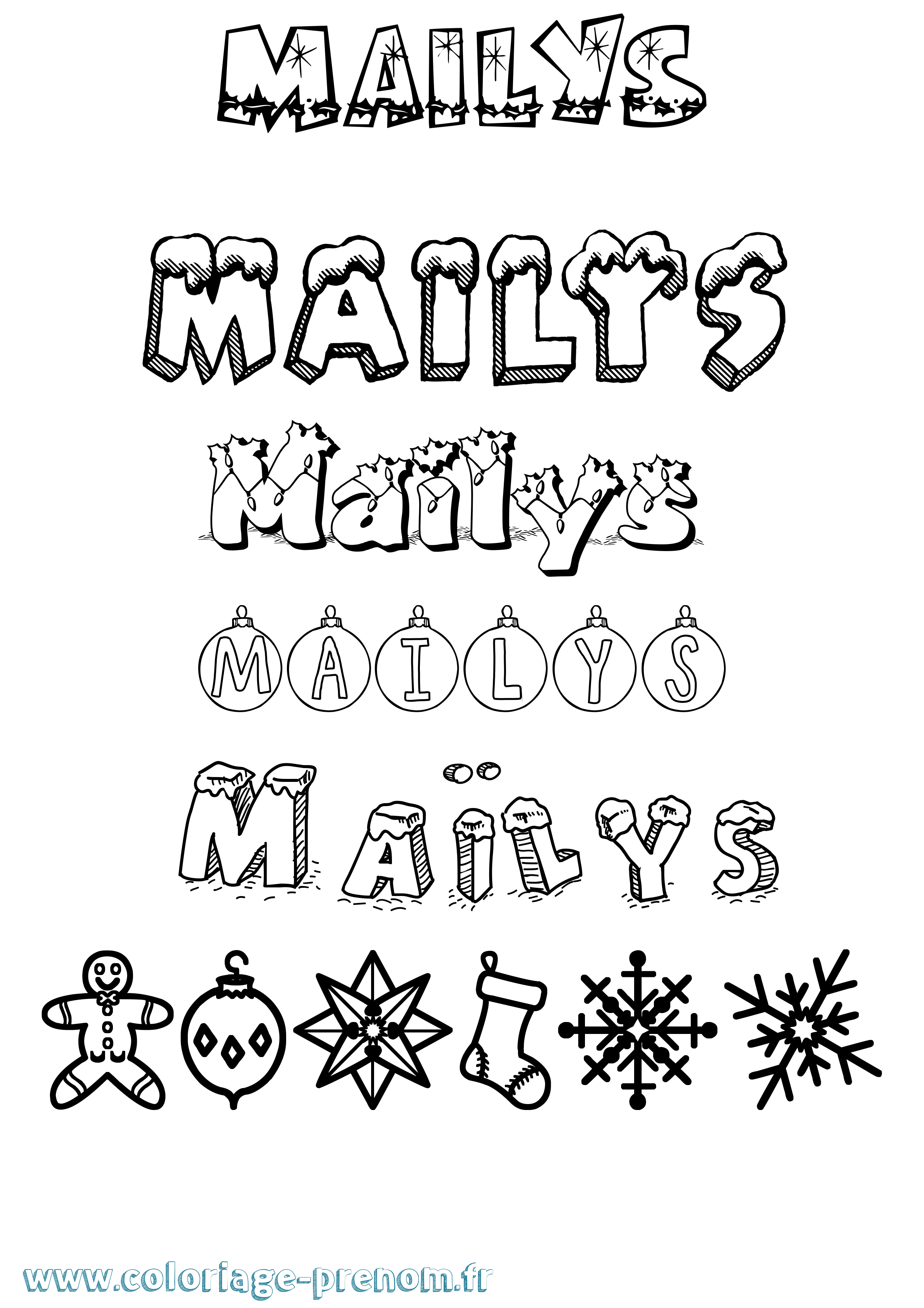 Coloriage Maïlys Noël Coloriage prénom Maïlys Noël