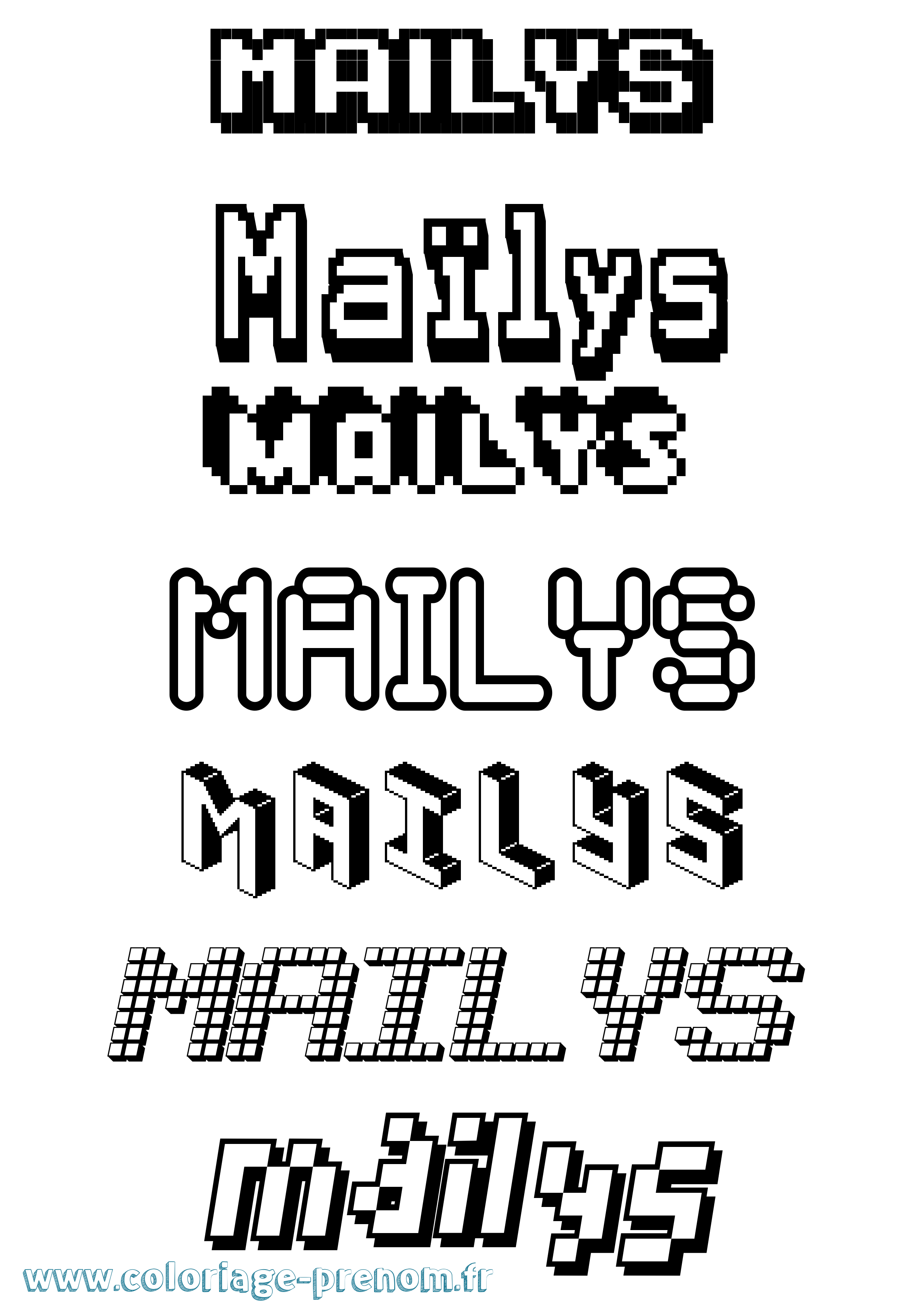Coloriage prénom Maïlys Pixel