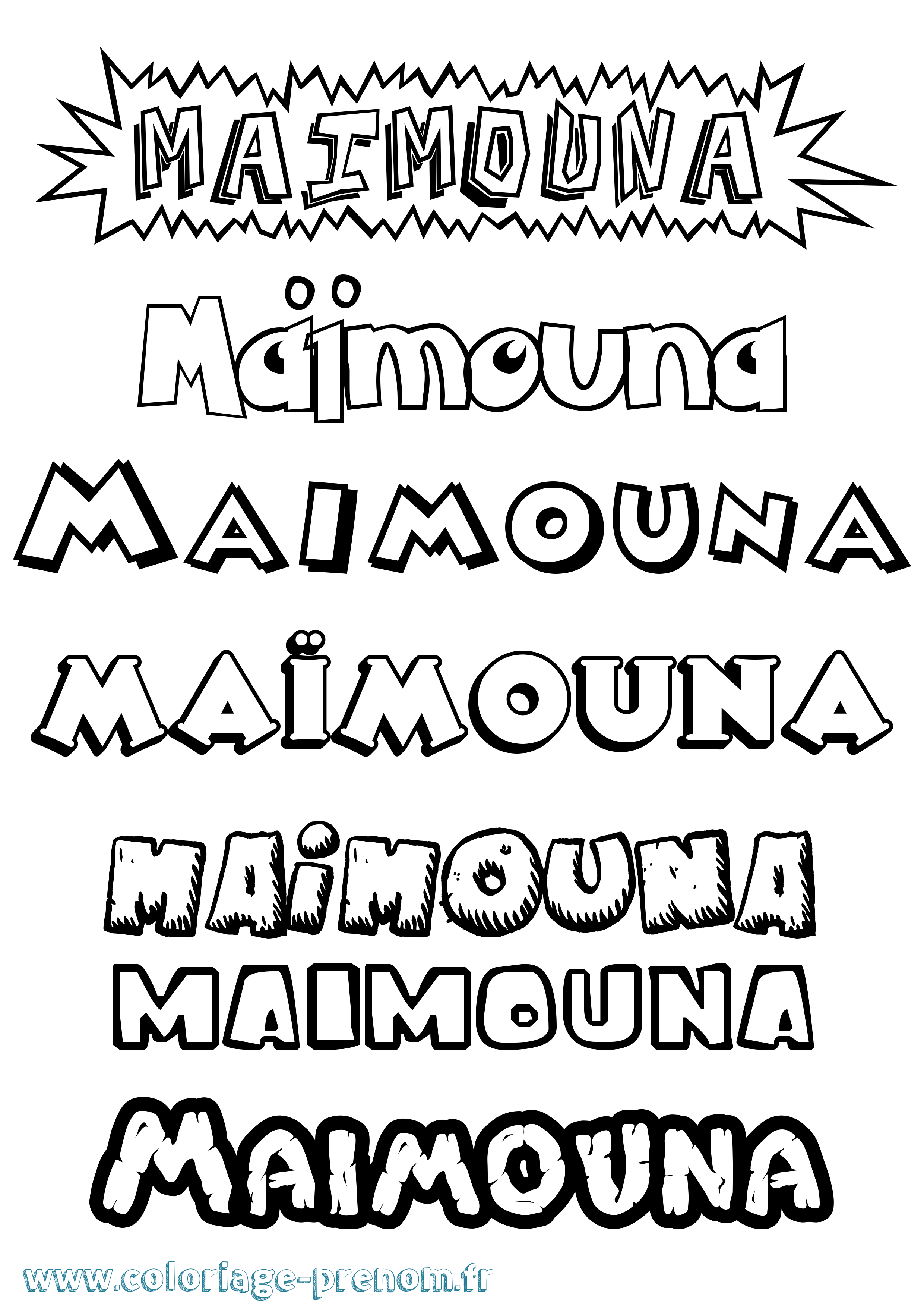 Coloriage Maïmouna Coloriage prénom Maïmouna