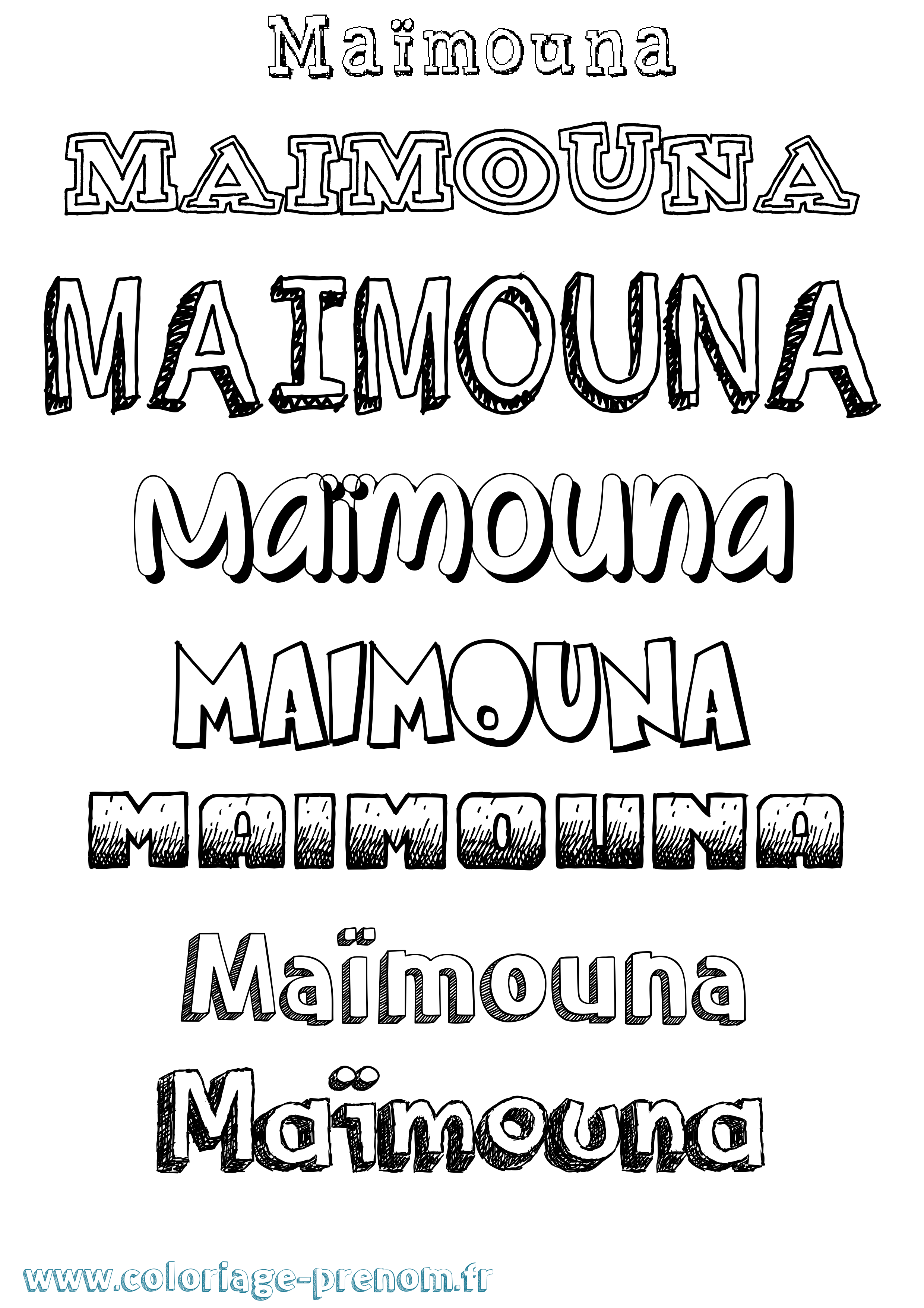 Coloriage Maïmouna Coloriage prénom Maïmouna