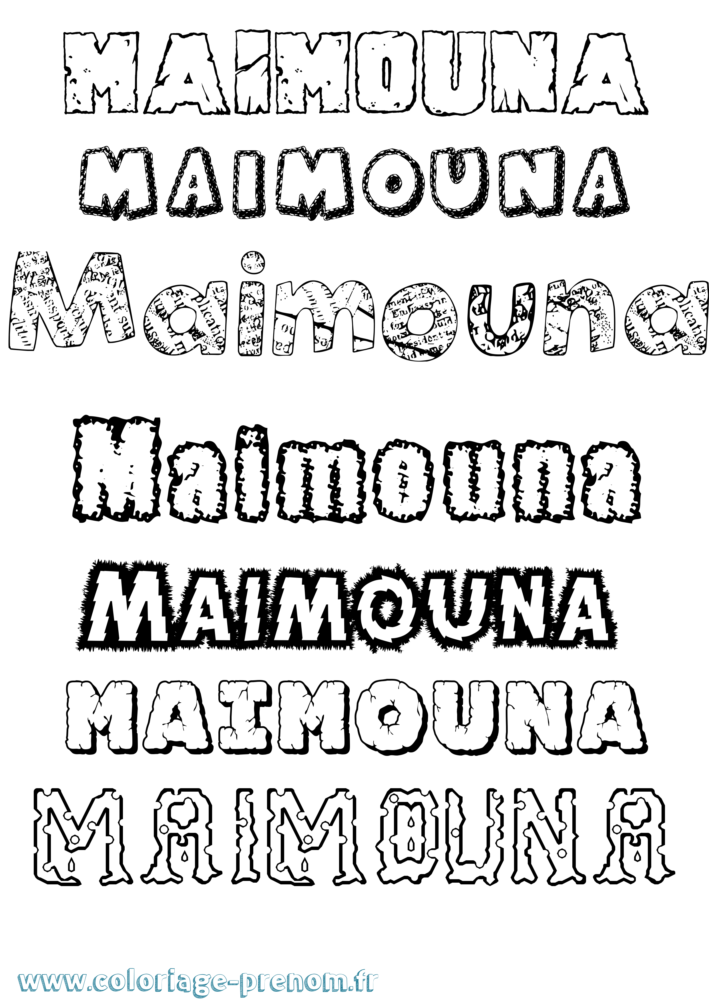 Coloriage prénom Maïmouna Destructuré