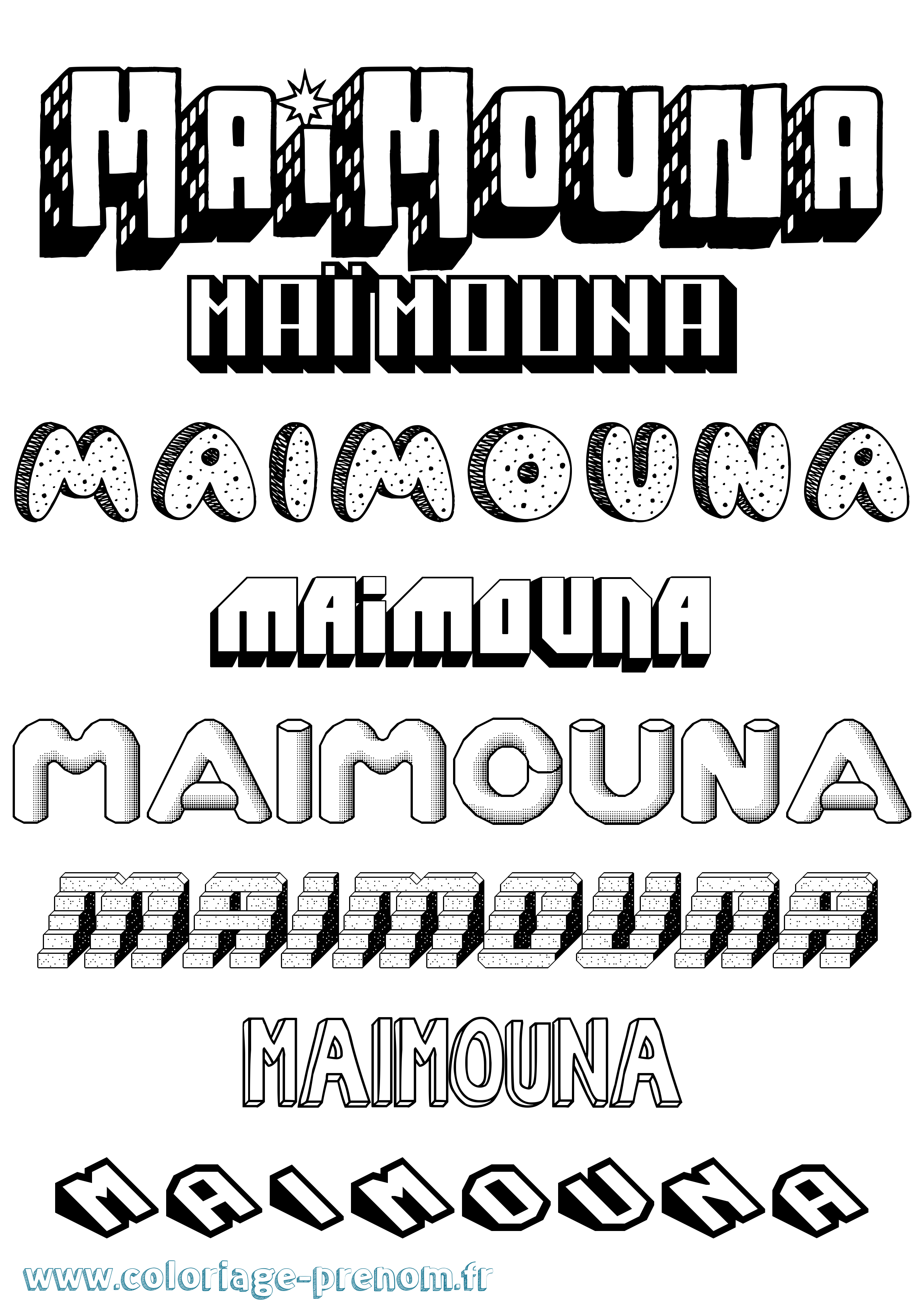 Coloriage Maïmouna Coloriage prénom Maïmouna