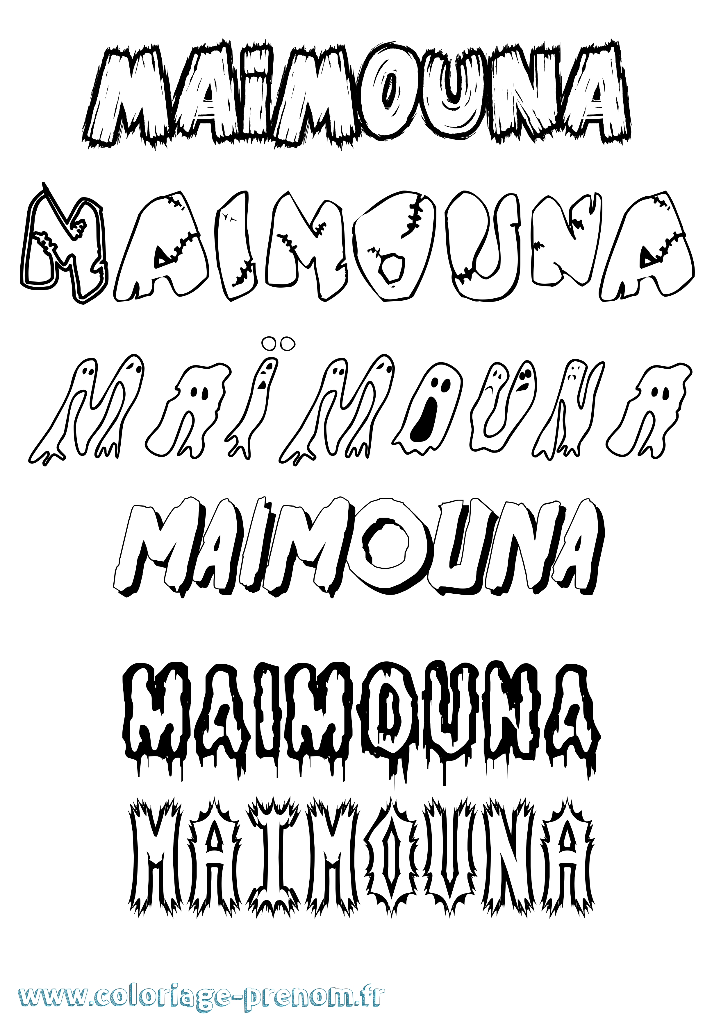 Coloriage Maïmouna Coloriage prénom Maïmouna