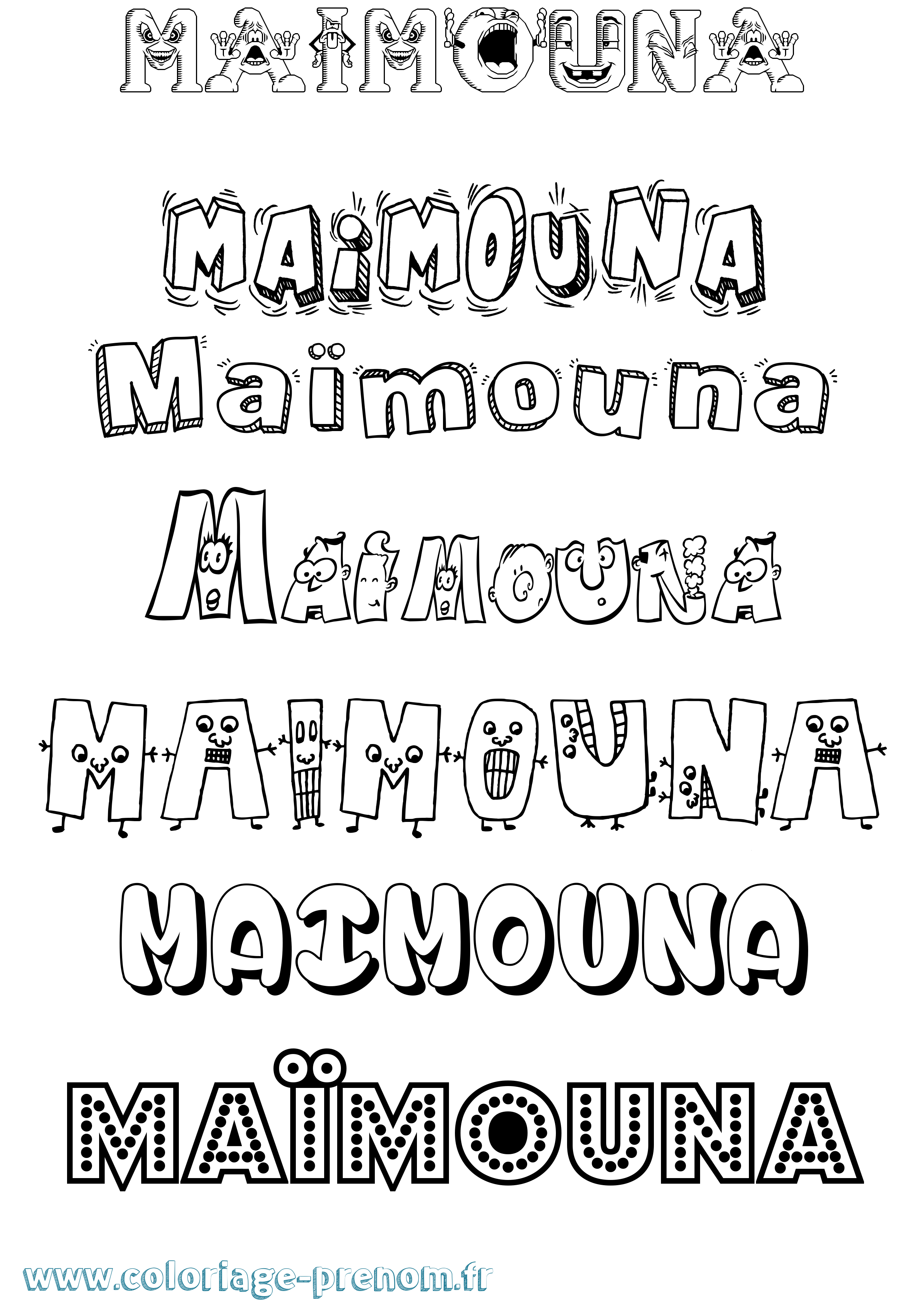 Coloriage prénom Maïmouna Fun