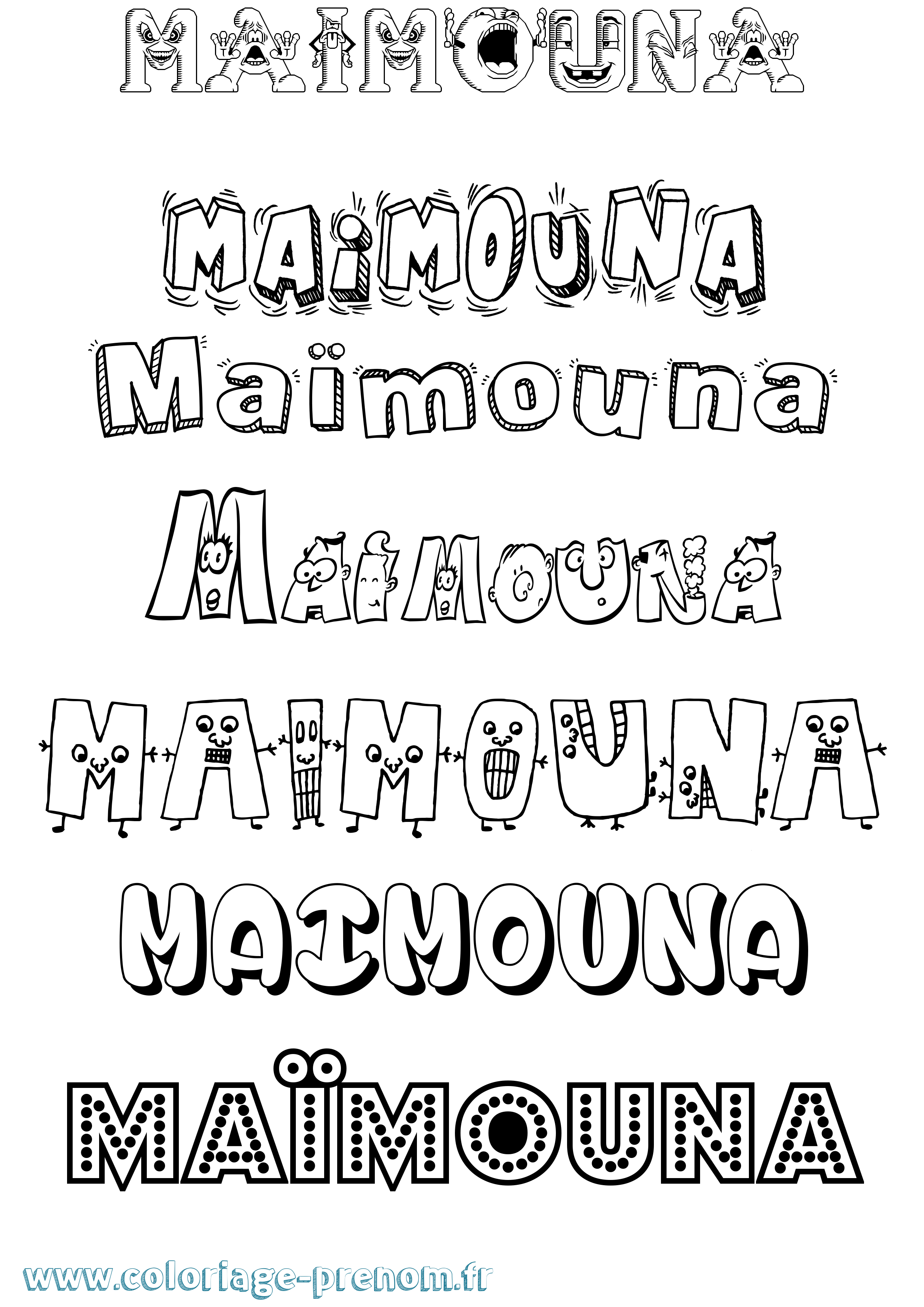 Coloriage Maïmouna Coloriage prénom Maïmouna