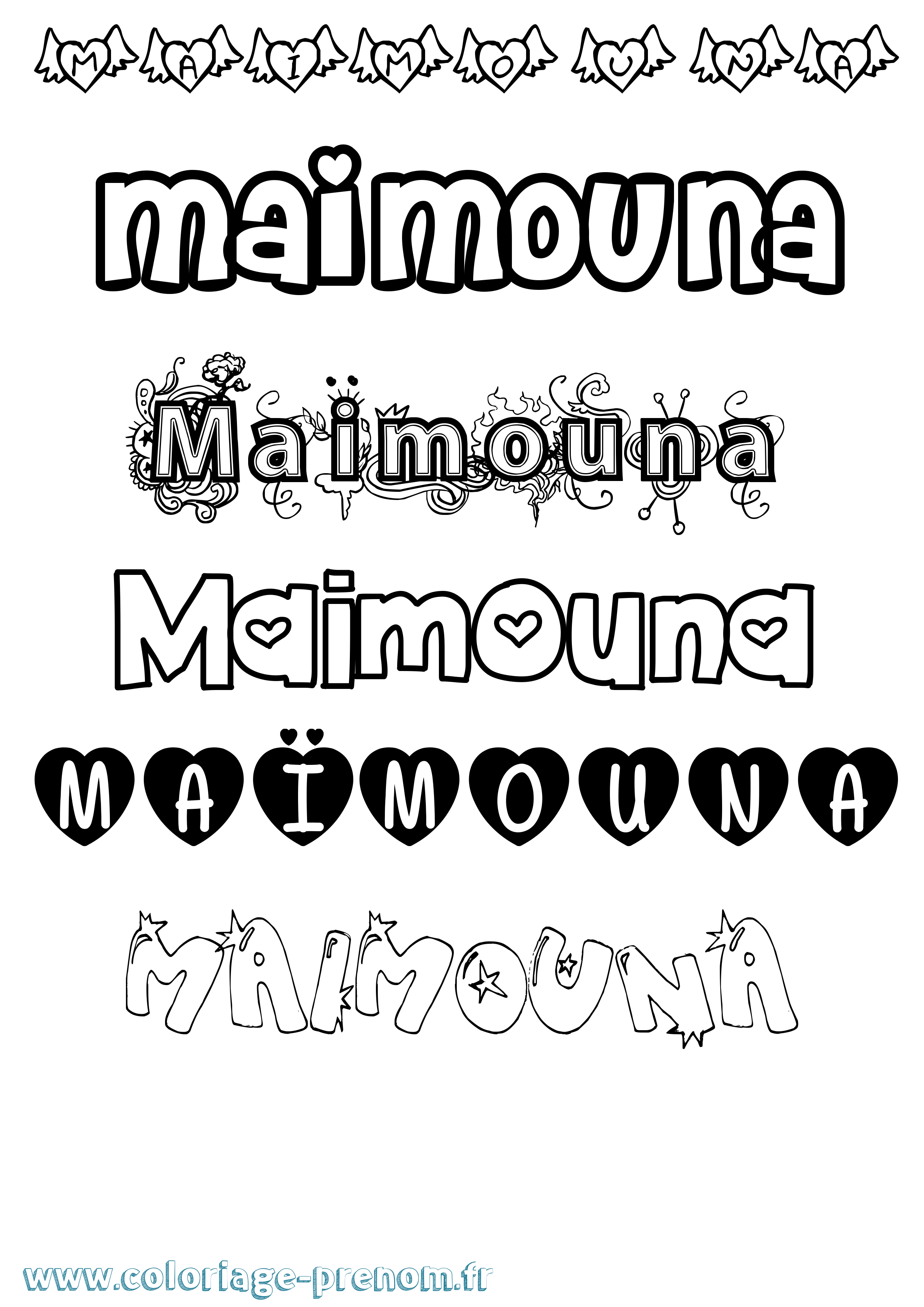 Coloriage Maïmouna Coloriage prénom Maïmouna