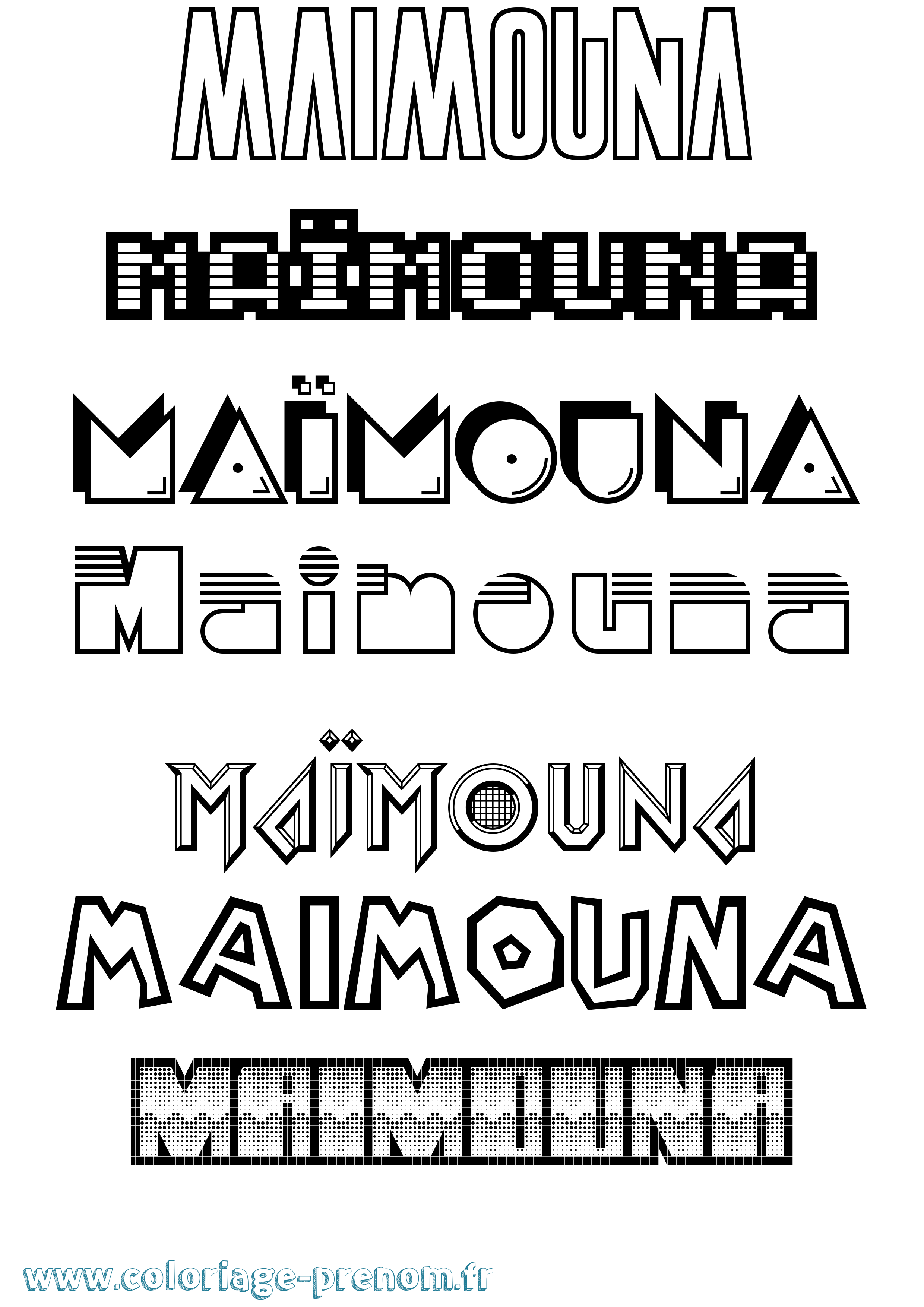 Coloriage Maïmouna Coloriage prénom Maïmouna