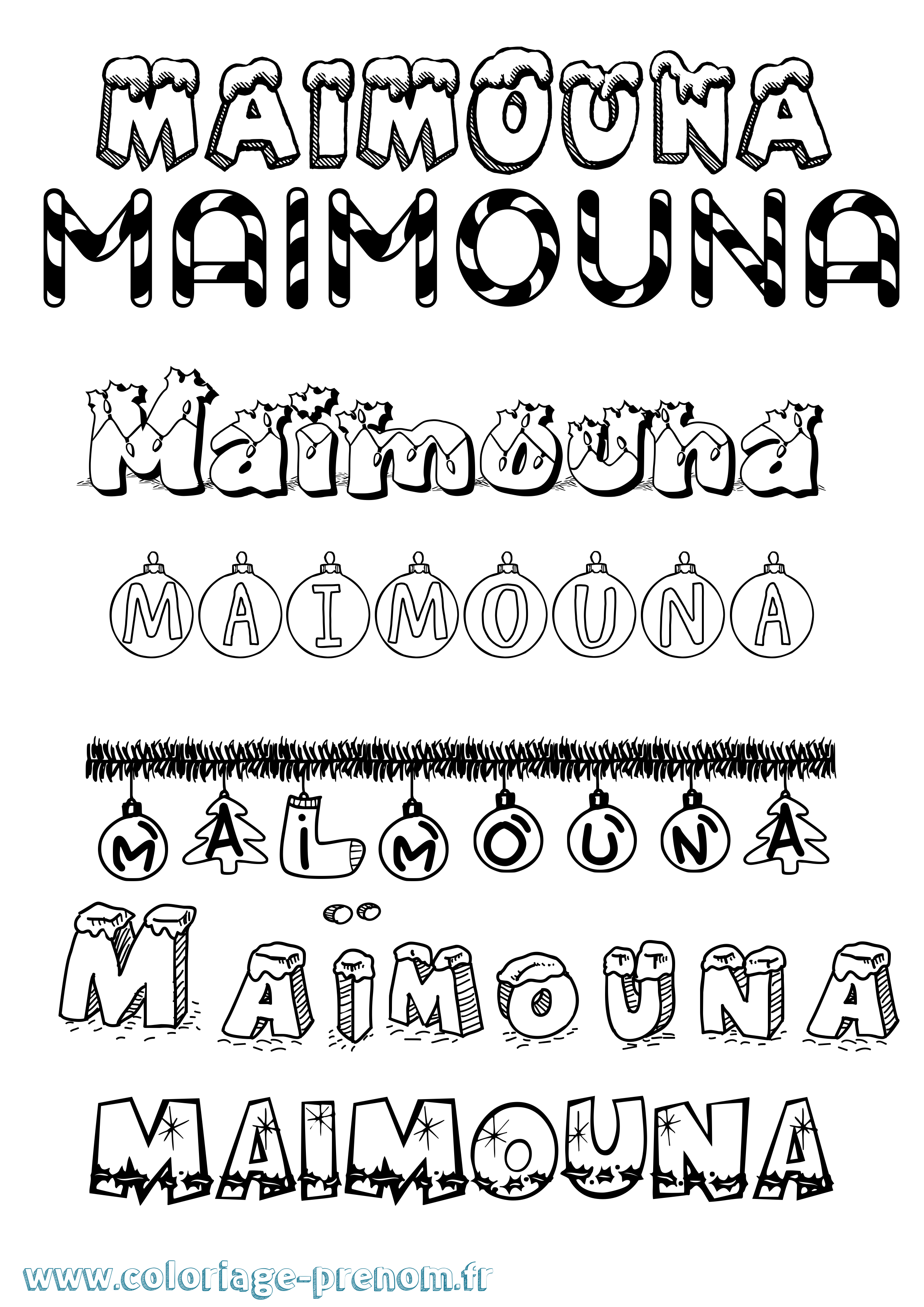 Coloriage Maïmouna Coloriage prénom Maïmouna