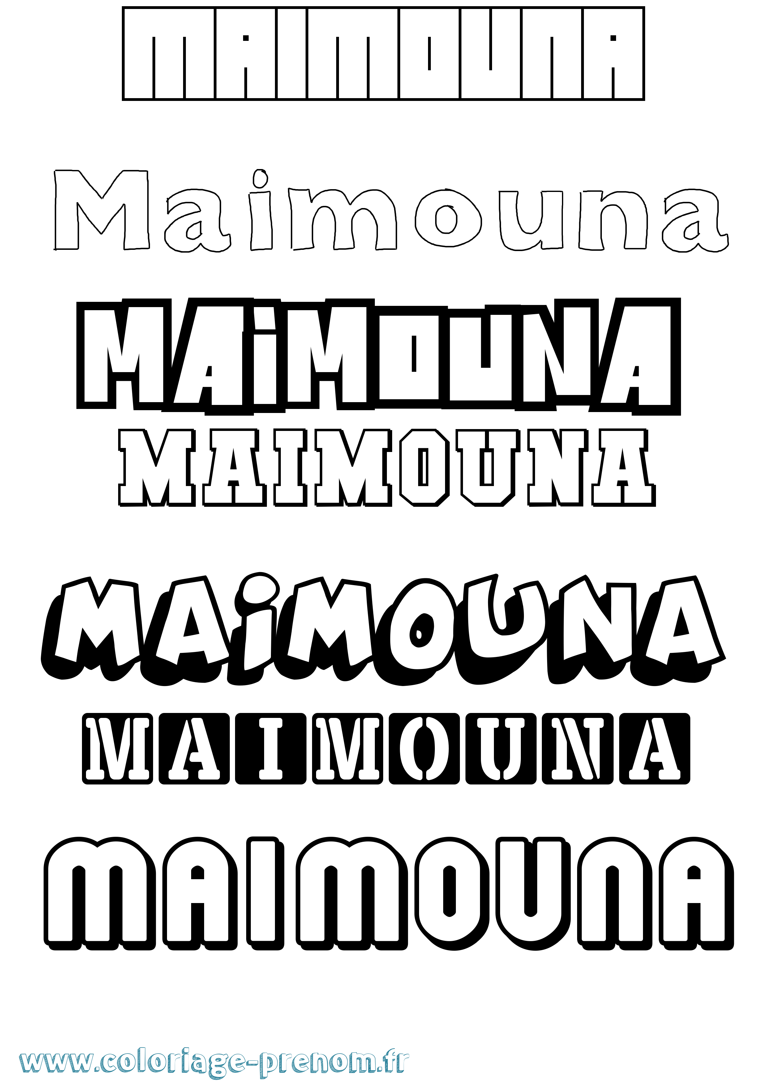 Coloriage prénom Maïmouna Simple