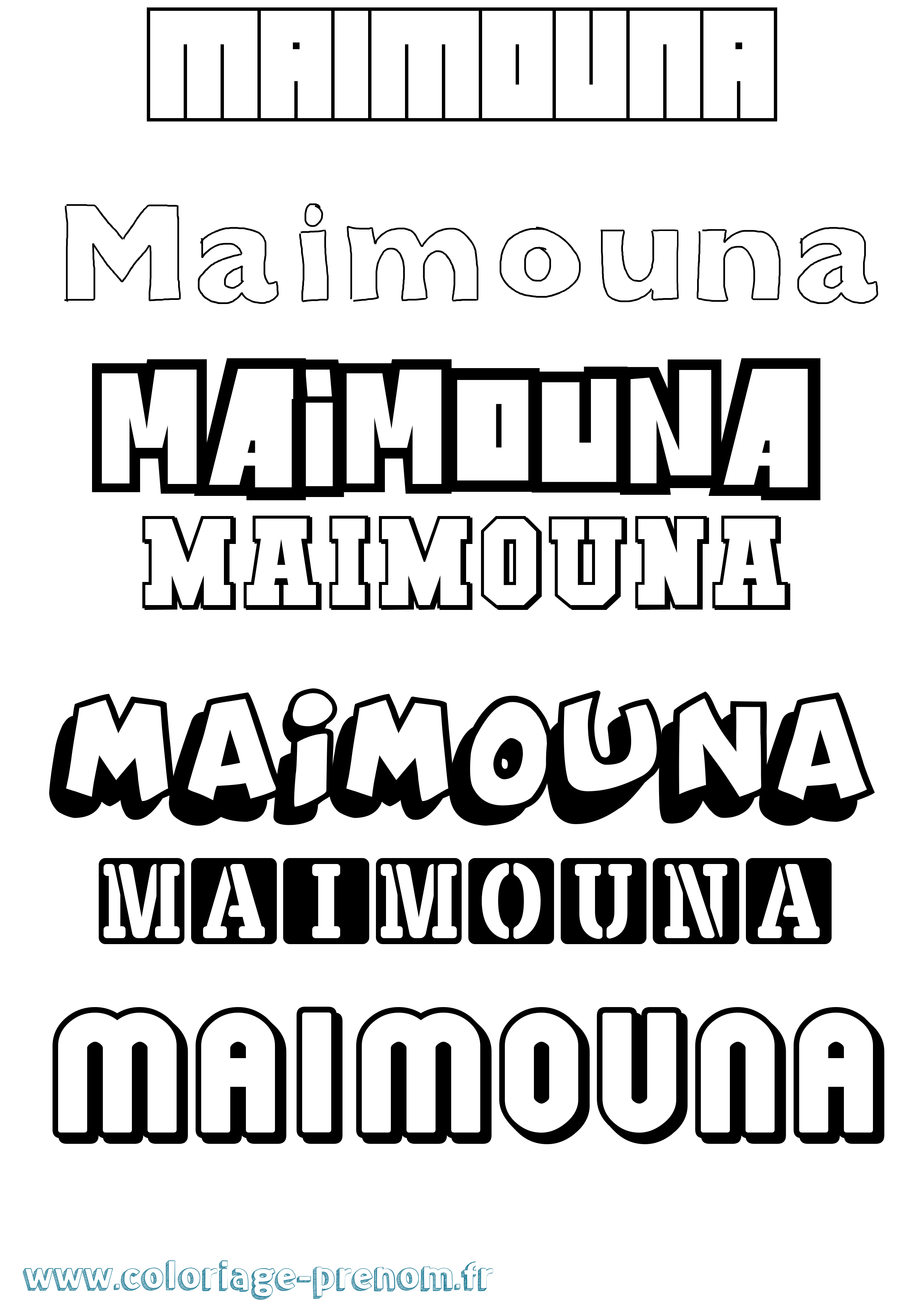 Coloriage Maïmouna Coloriage prénom Maïmouna
