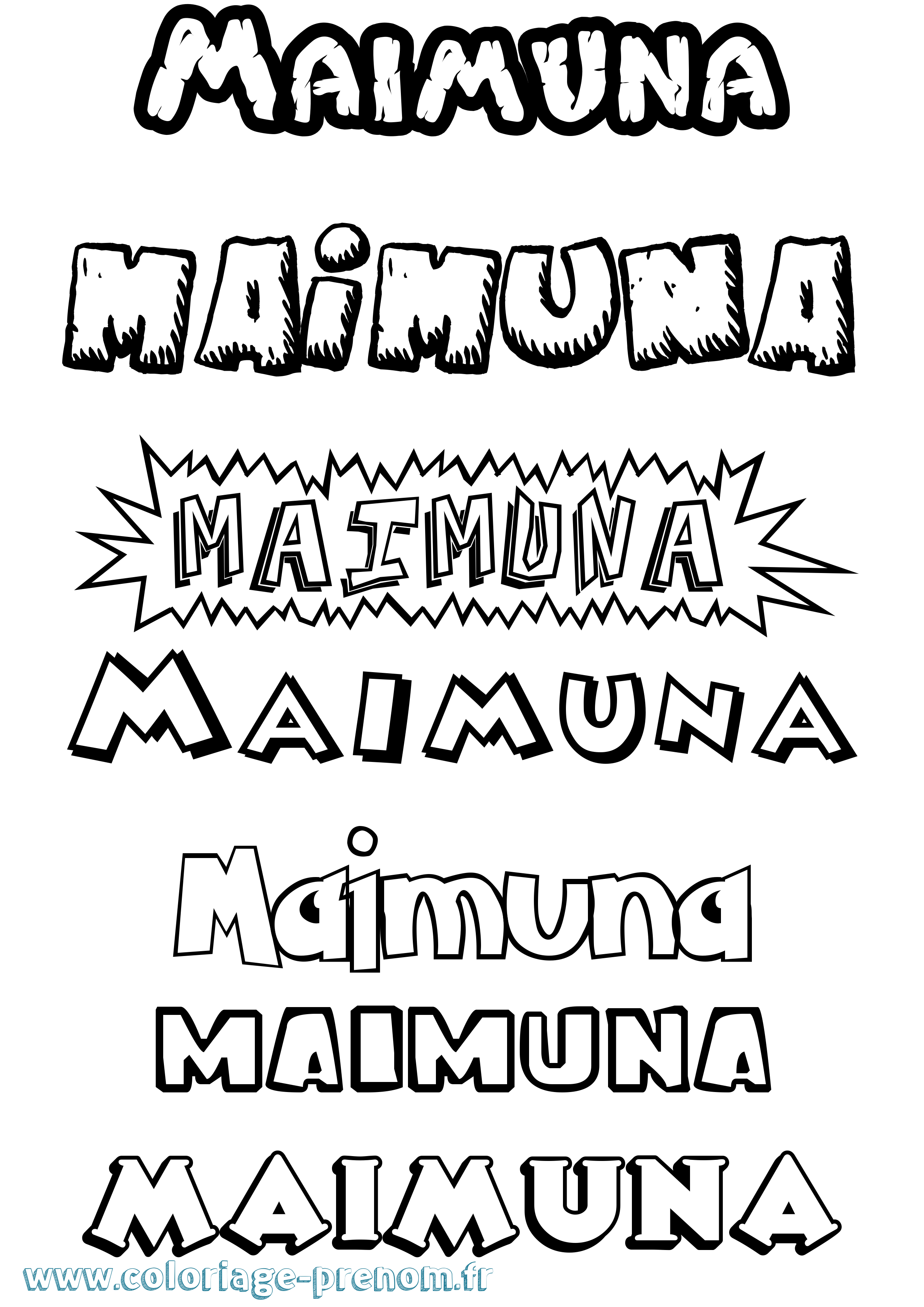 Coloriage prénom Maimuna Dessin Animé