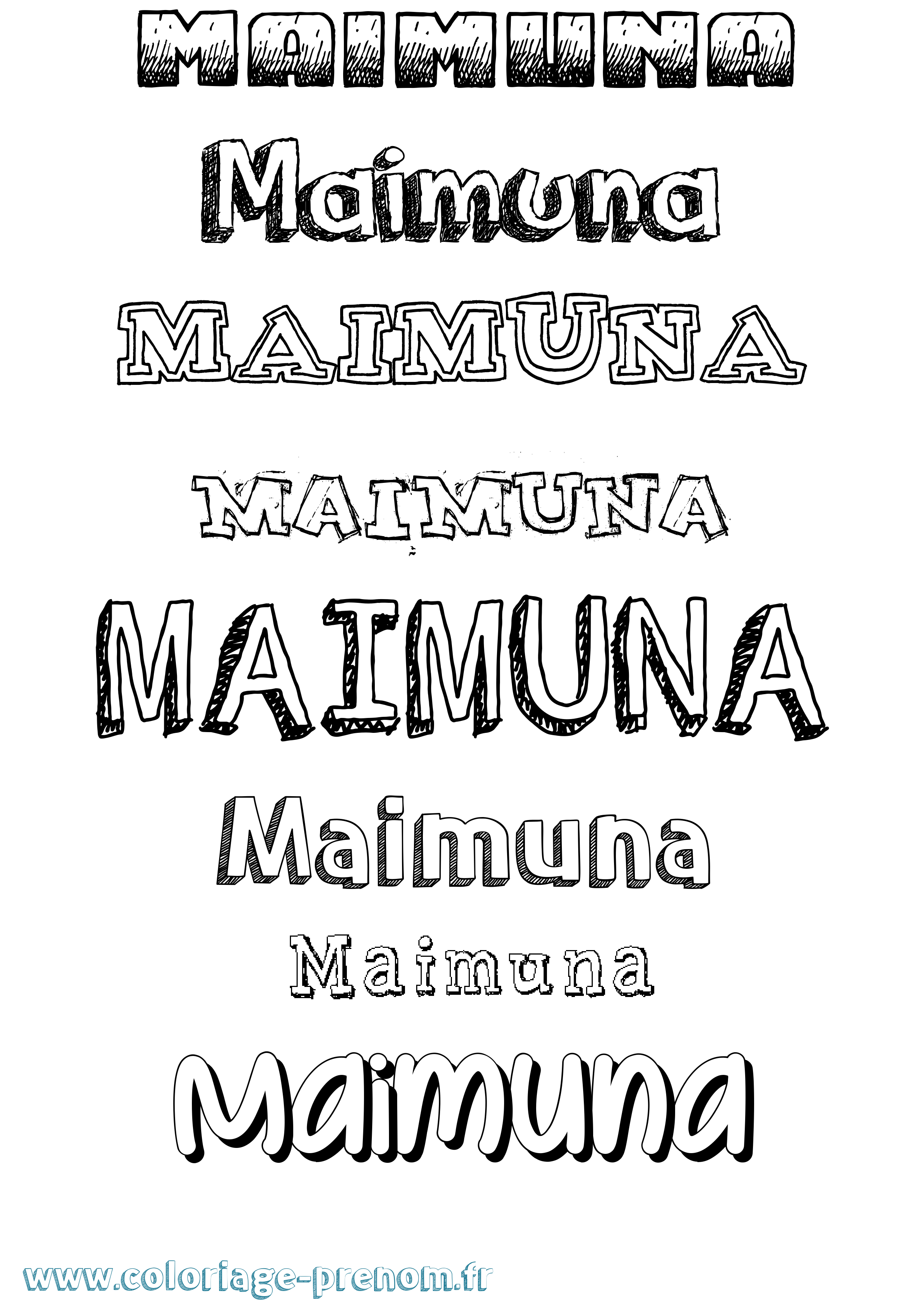 Coloriage prénom Maimuna Dessiné
