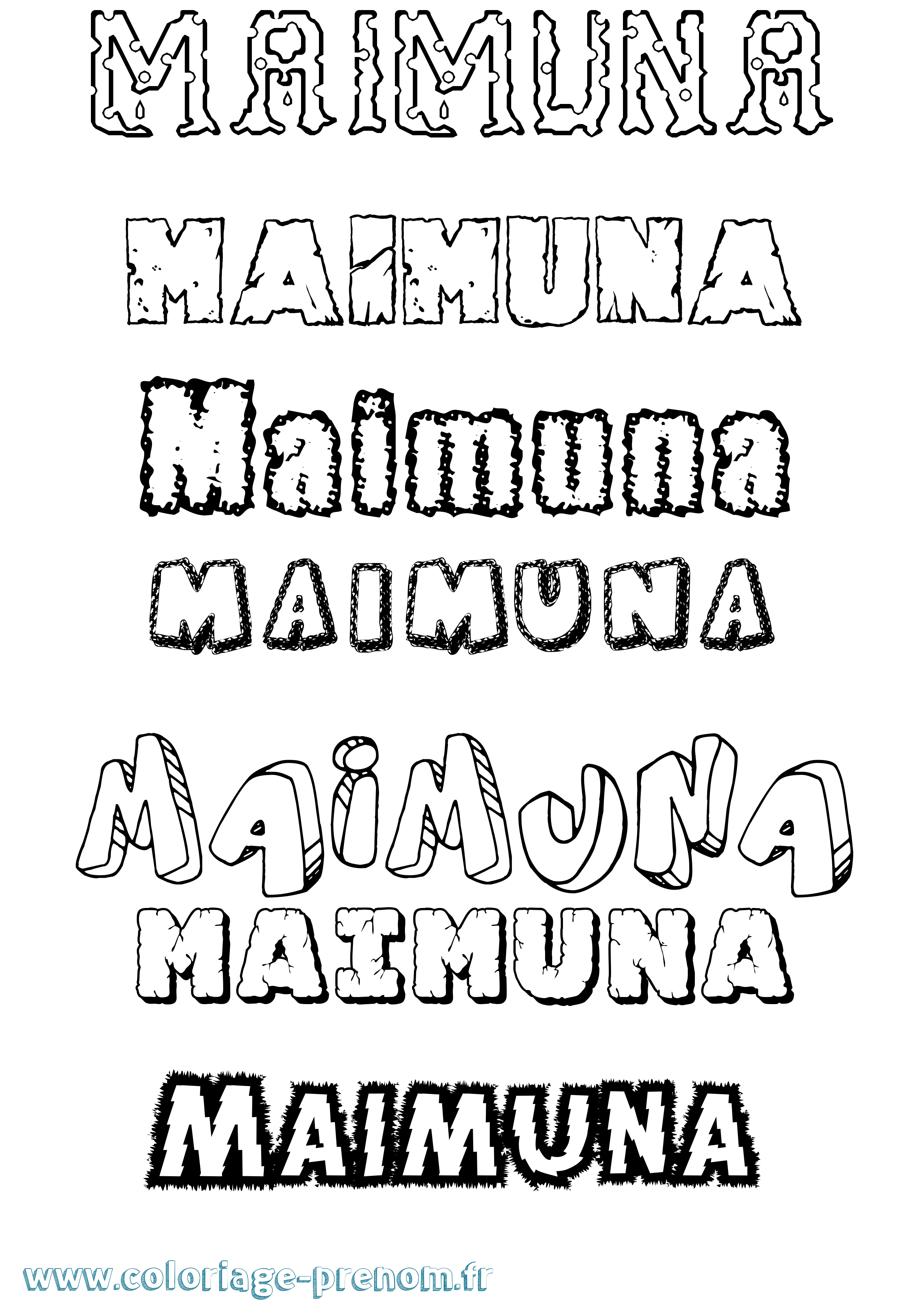 Coloriage prénom Maimuna Destructuré