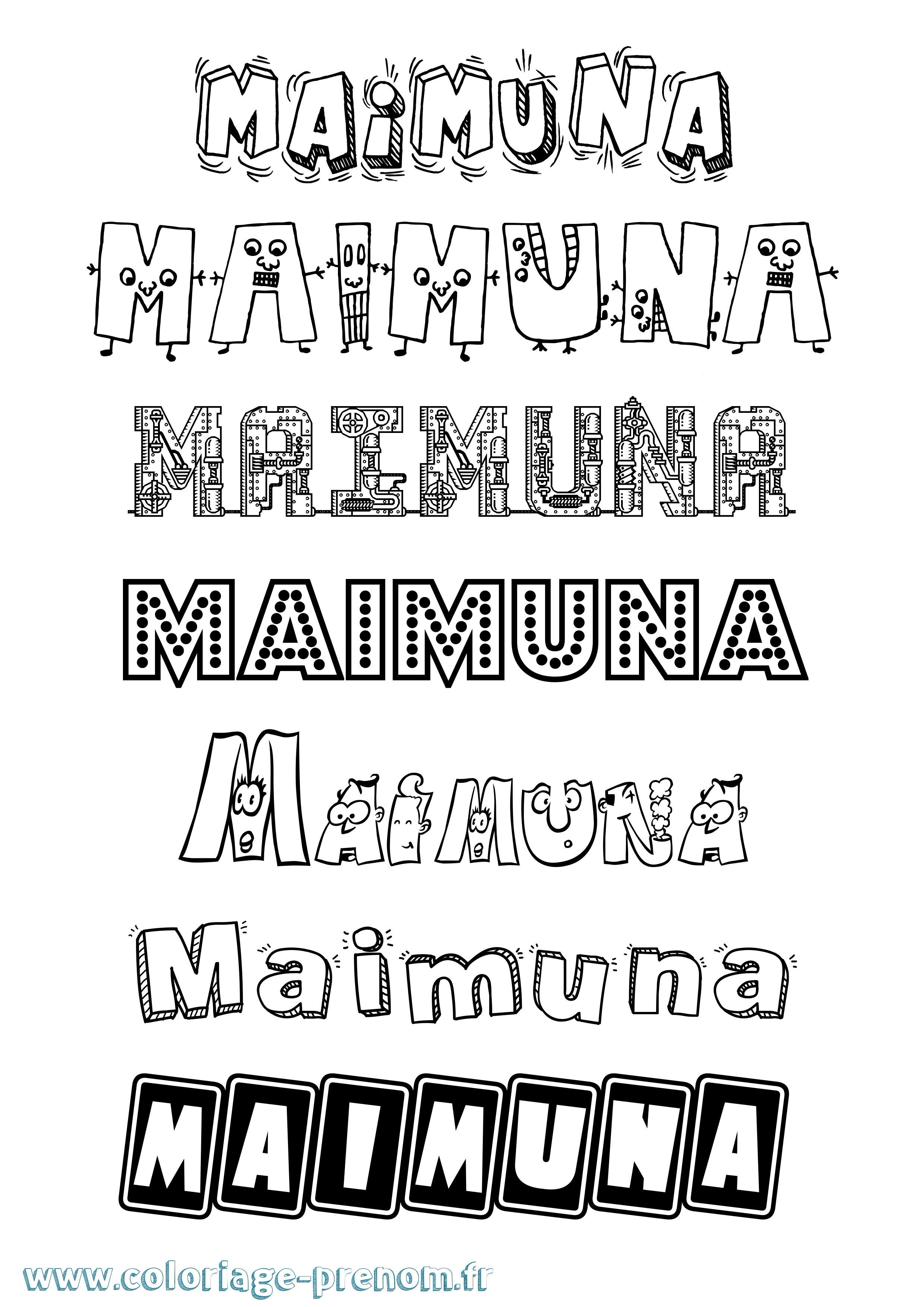 Coloriage prénom Maimuna Fun