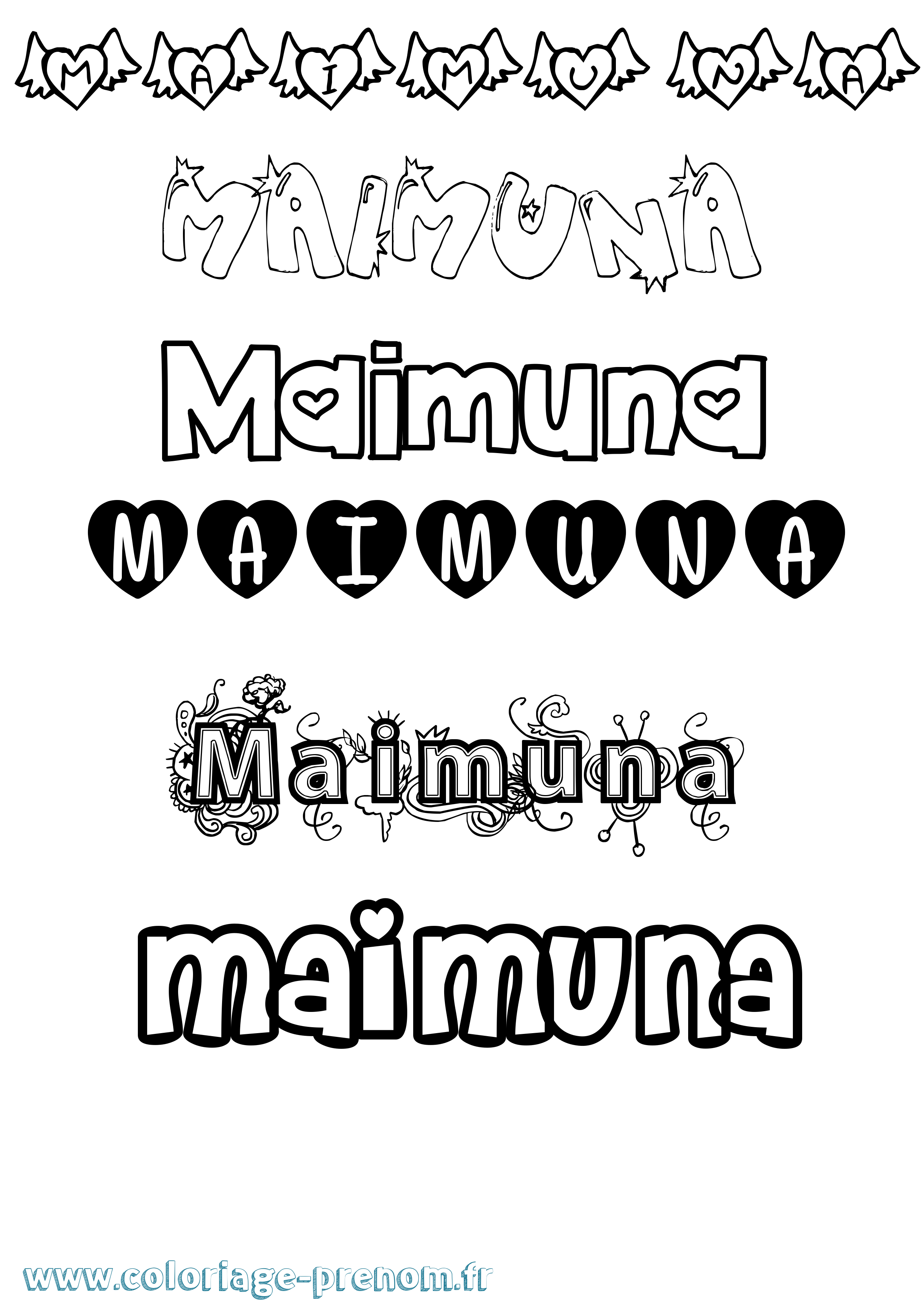 Coloriage prénom Maimuna Girly