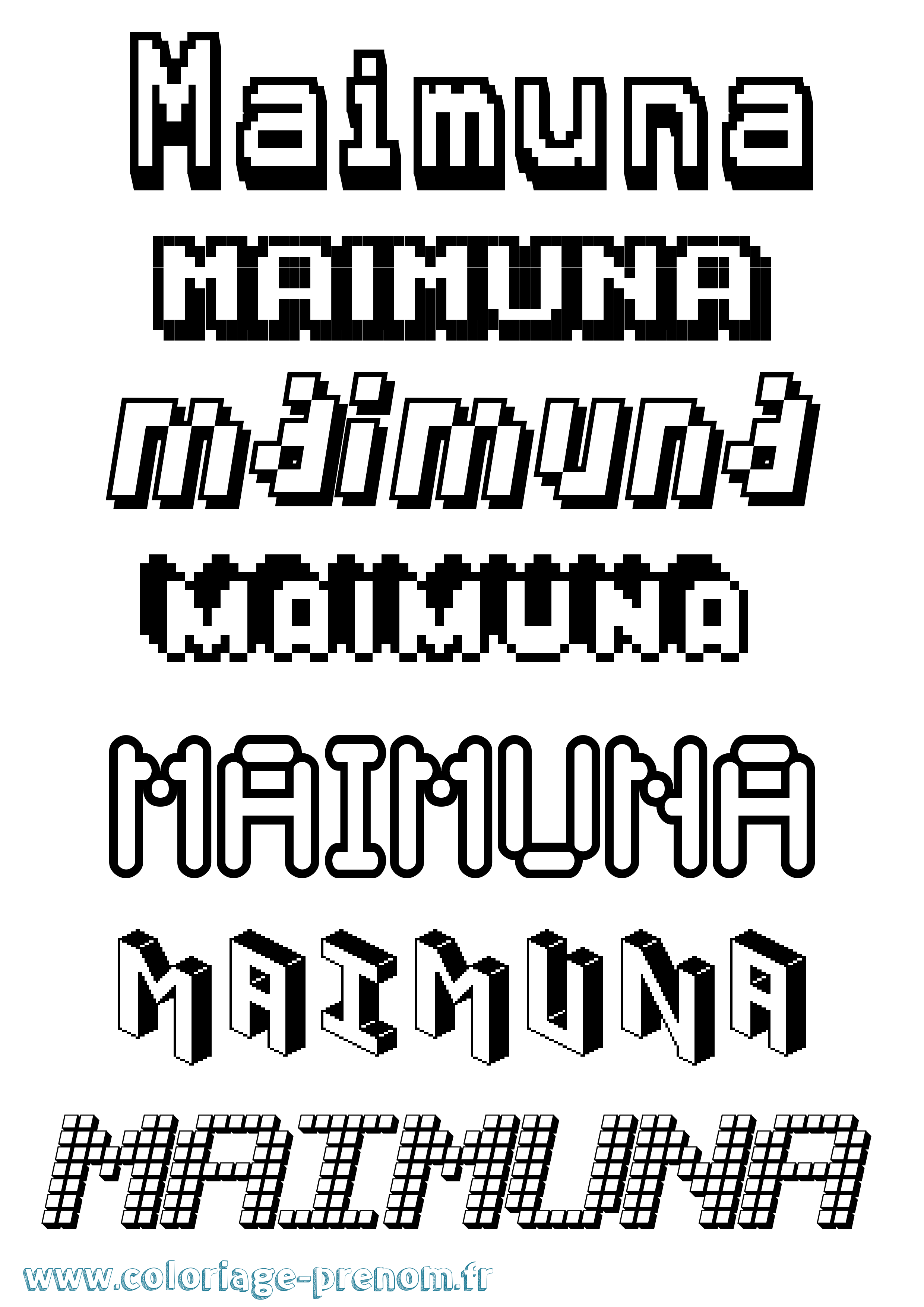 Coloriage prénom Maimuna Pixel