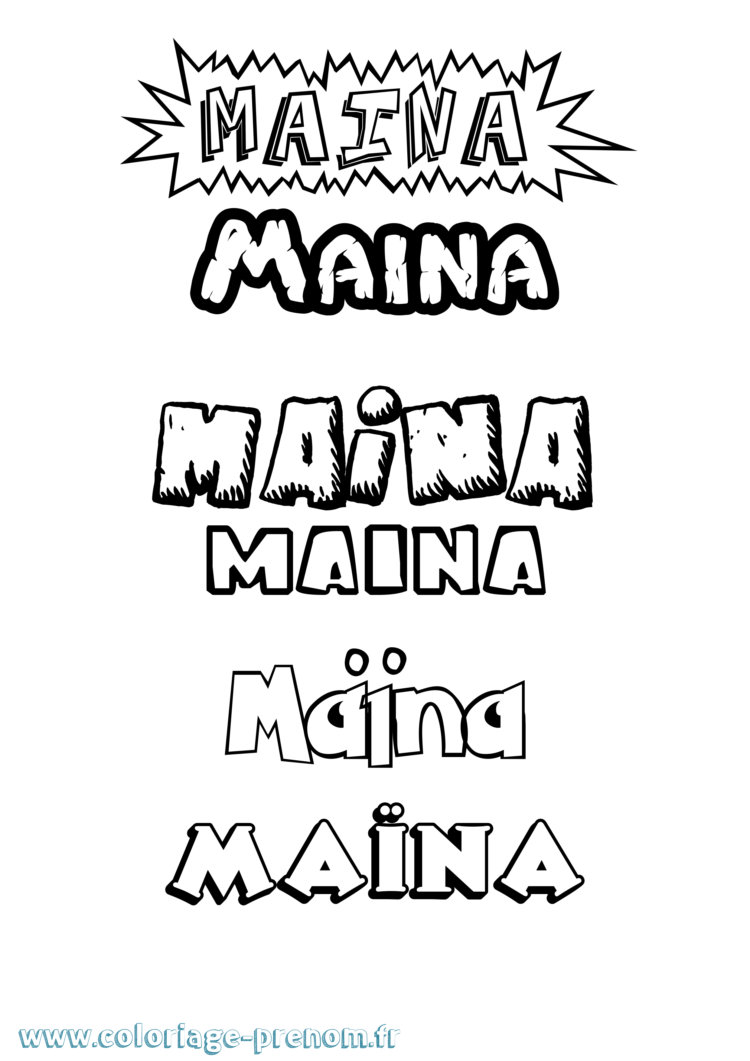 Coloriage Maïna Dessin Animé Coloriage prénom Maïna Dessin Animé