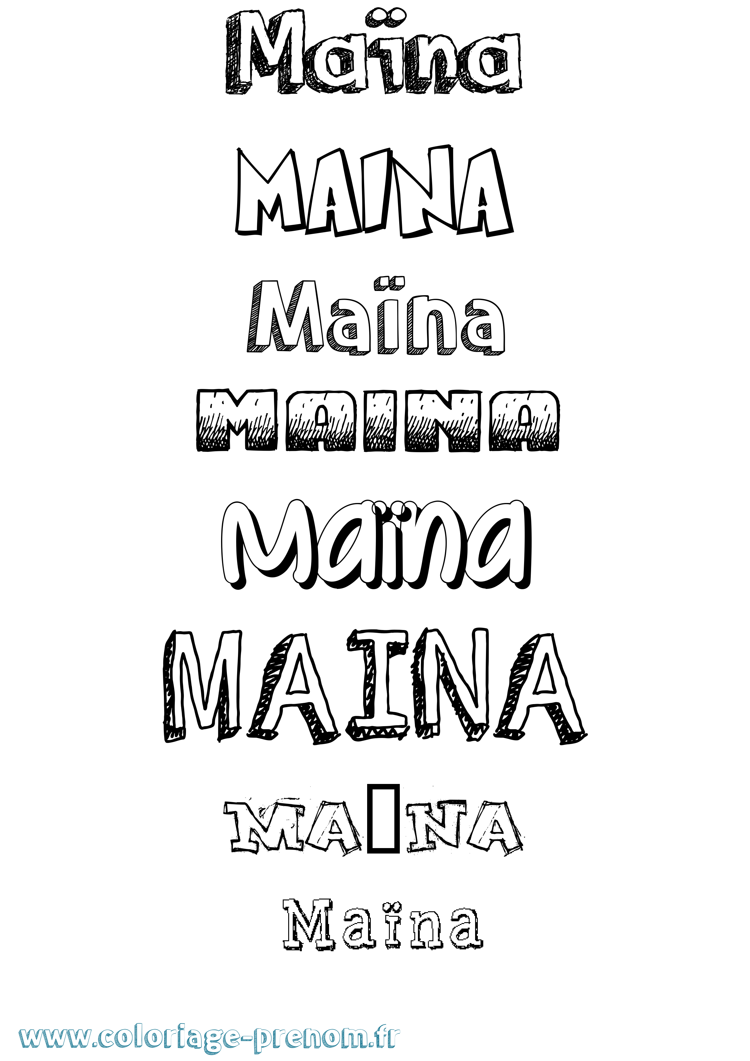 Coloriage Maïna Dessiné Coloriage prénom Maïna Dessiné