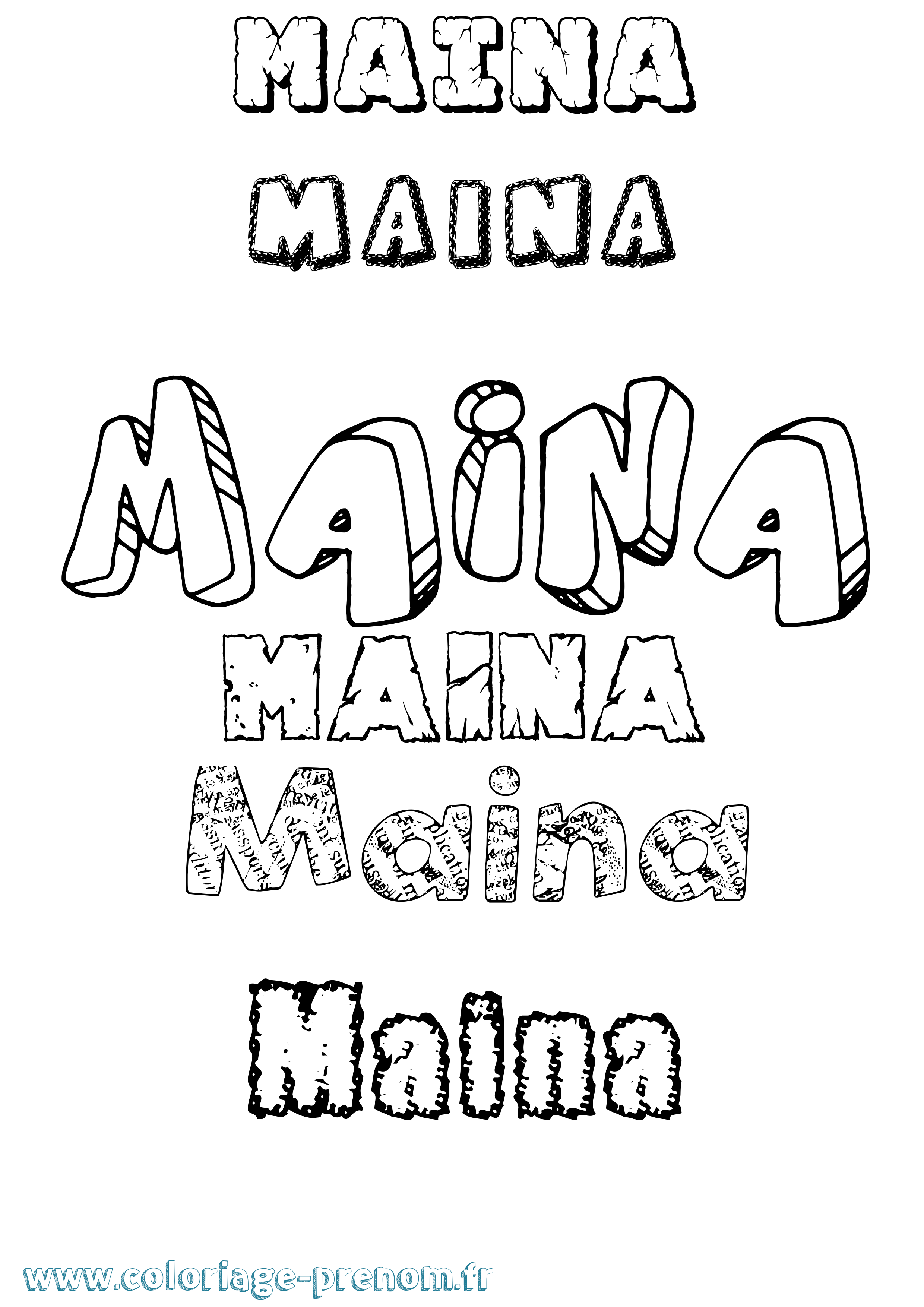Coloriage Maïna Destructuré Coloriage prénom Maïna Destructuré