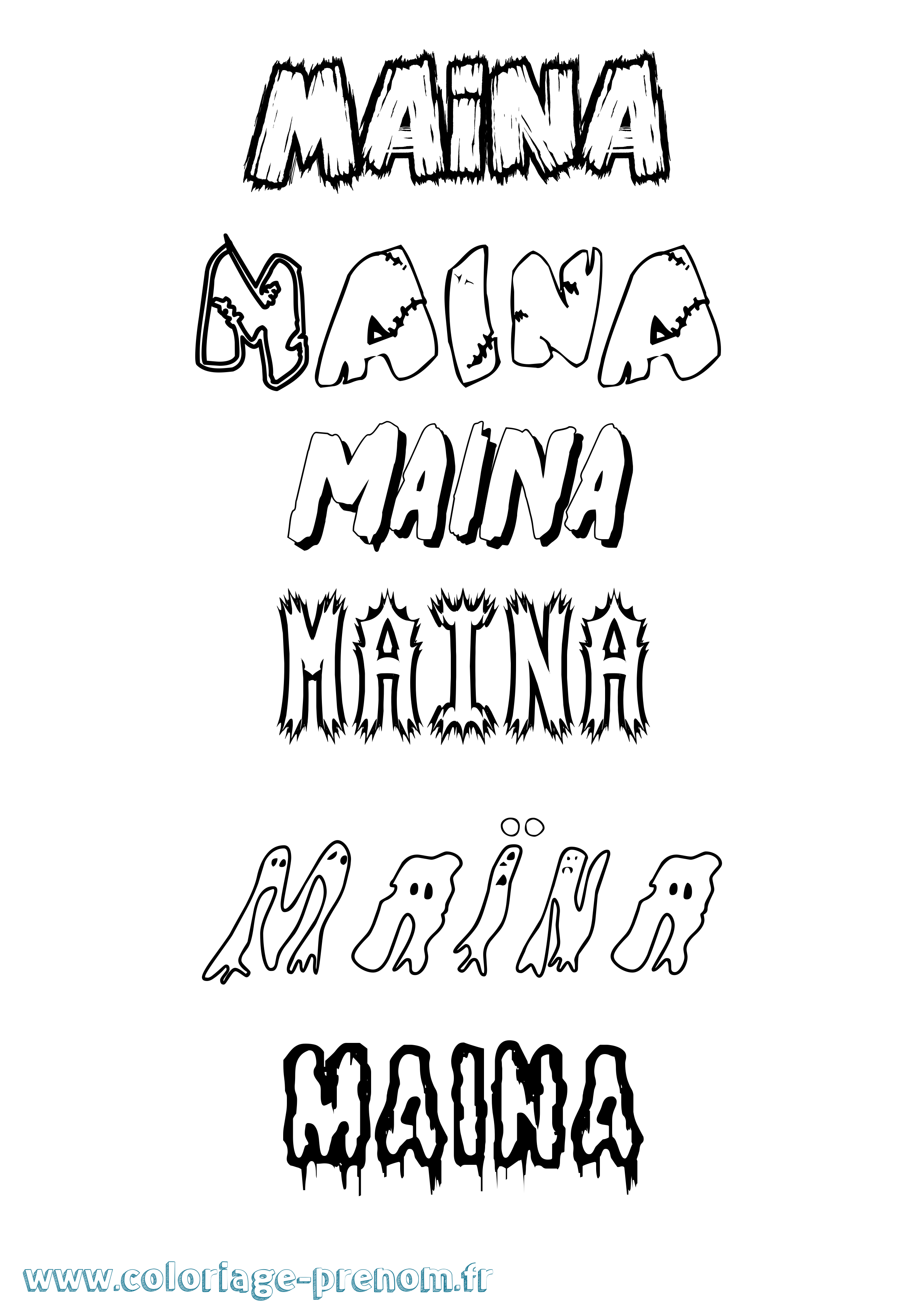 Coloriage Maïna Frisson Coloriage prénom Maïna Frisson