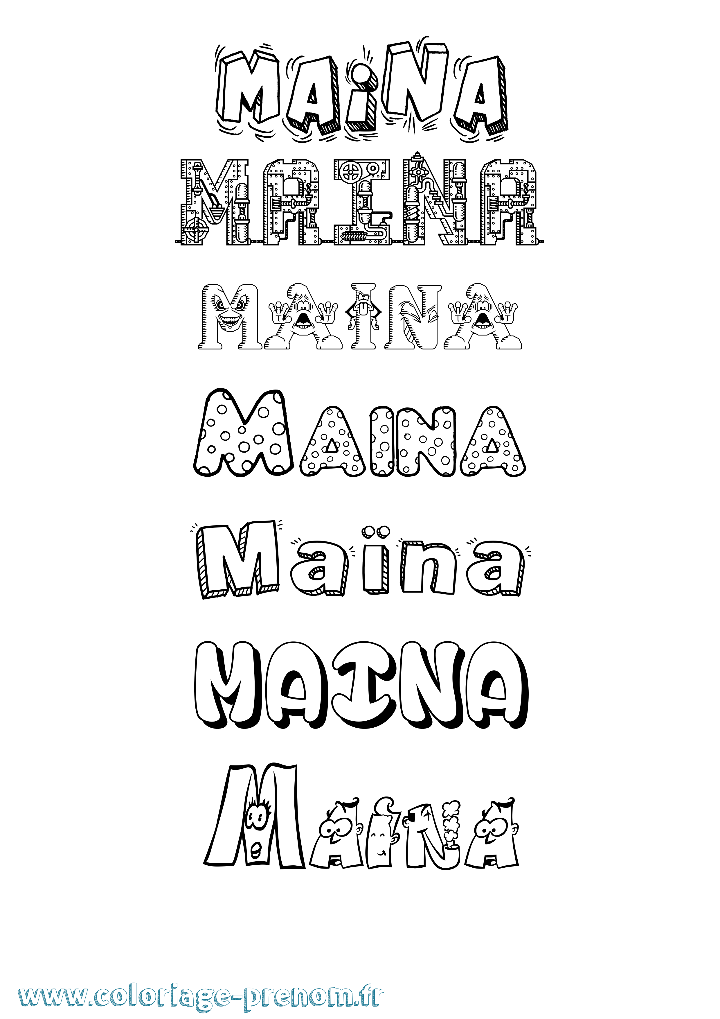 Coloriage Maïna Fun Coloriage prénom Maïna Fun