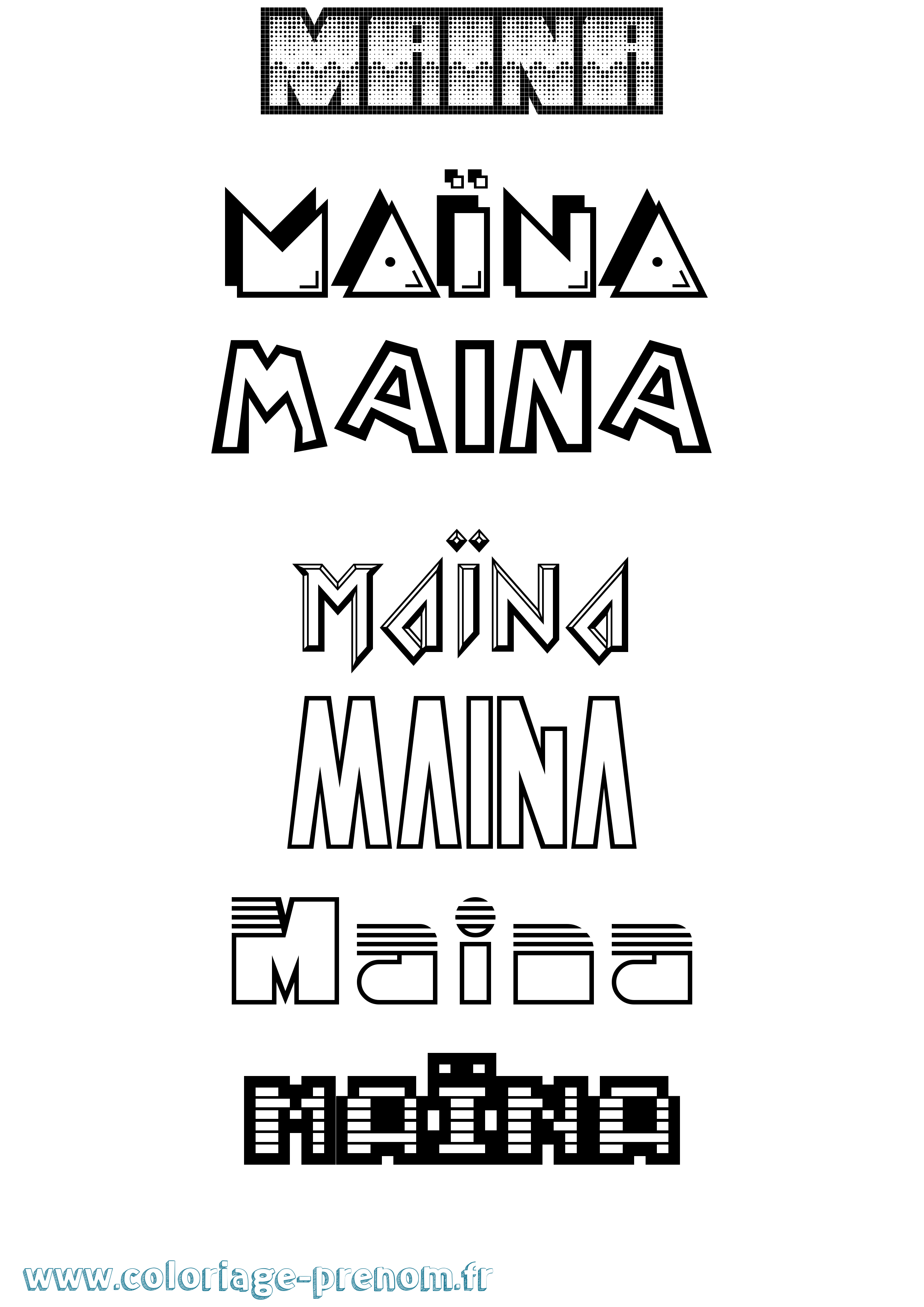 Coloriage Maïna Jeux Vidéos Coloriage prénom Maïna Jeux Vidéos
