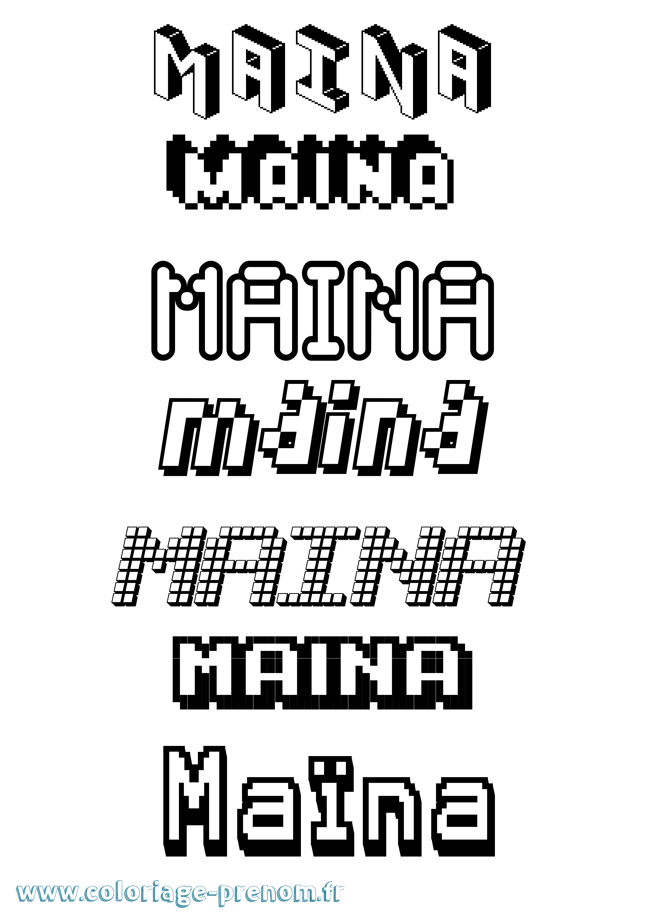 Coloriage prénom Maïna Pixel