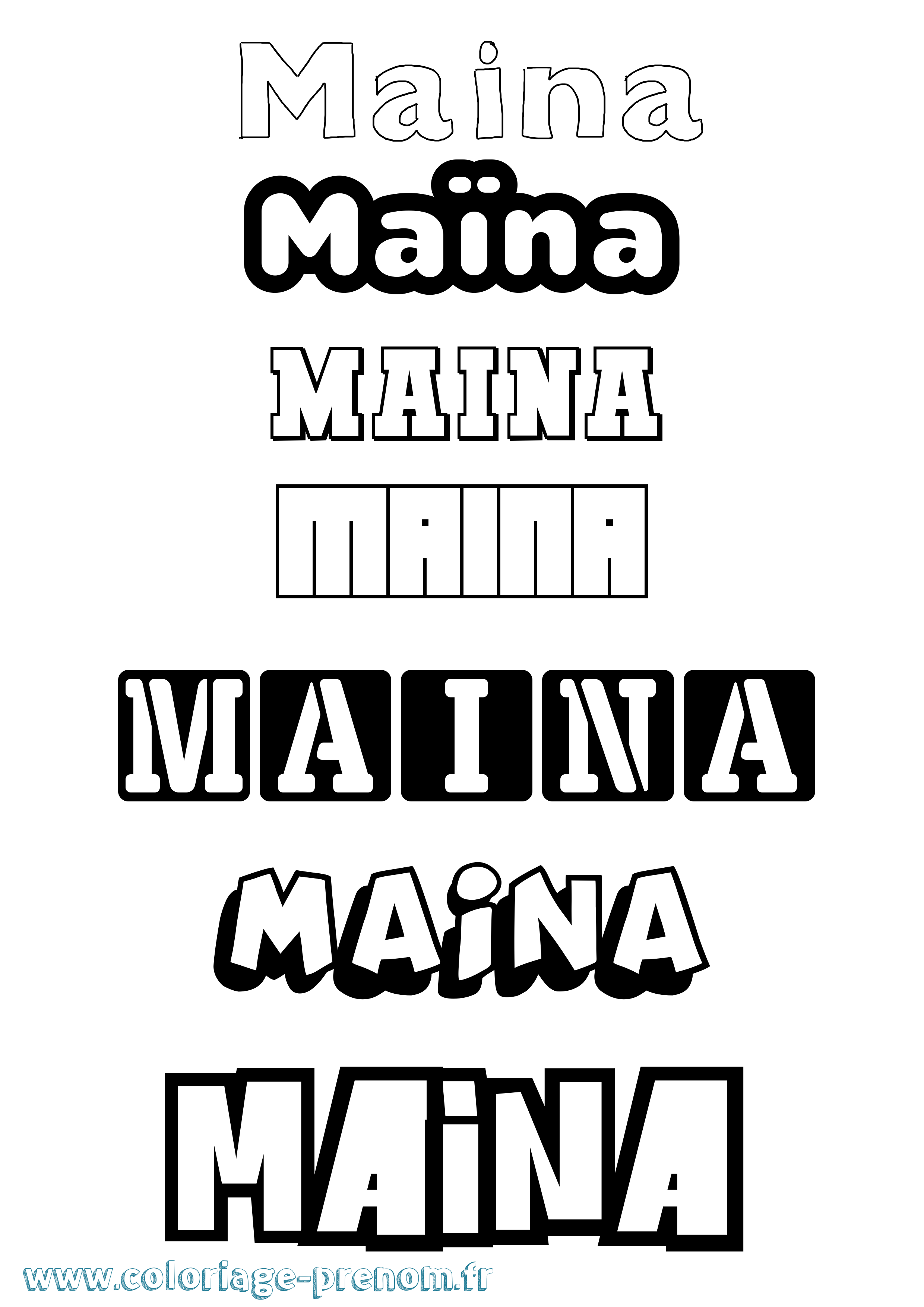 Coloriage Maïna Simple Coloriage prénom Maïna Simple
