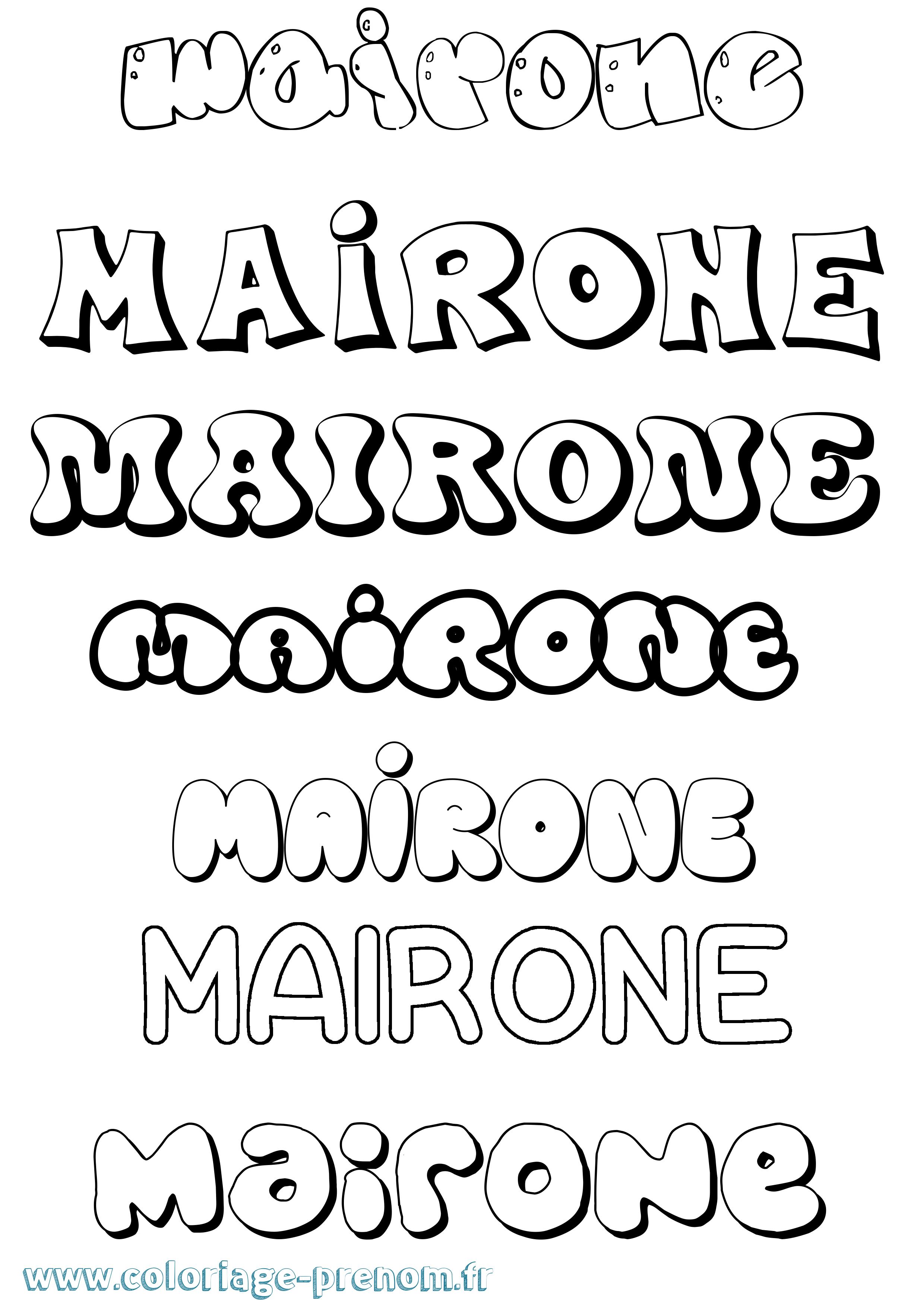 Coloriage prénom Mairone Bubble