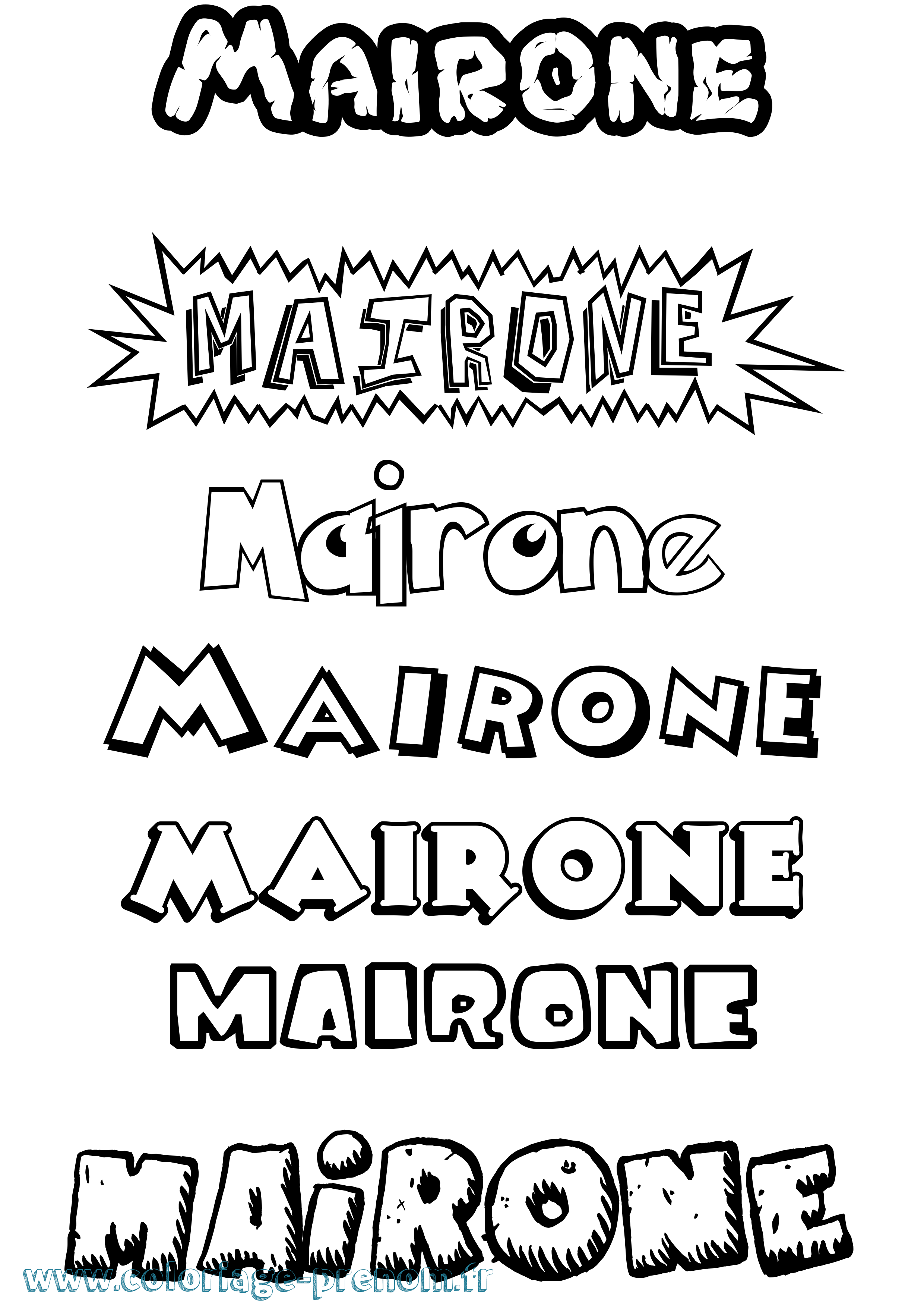 Coloriage Mairone Dessin Animé Coloriage prénom Mairone Dessin Animé