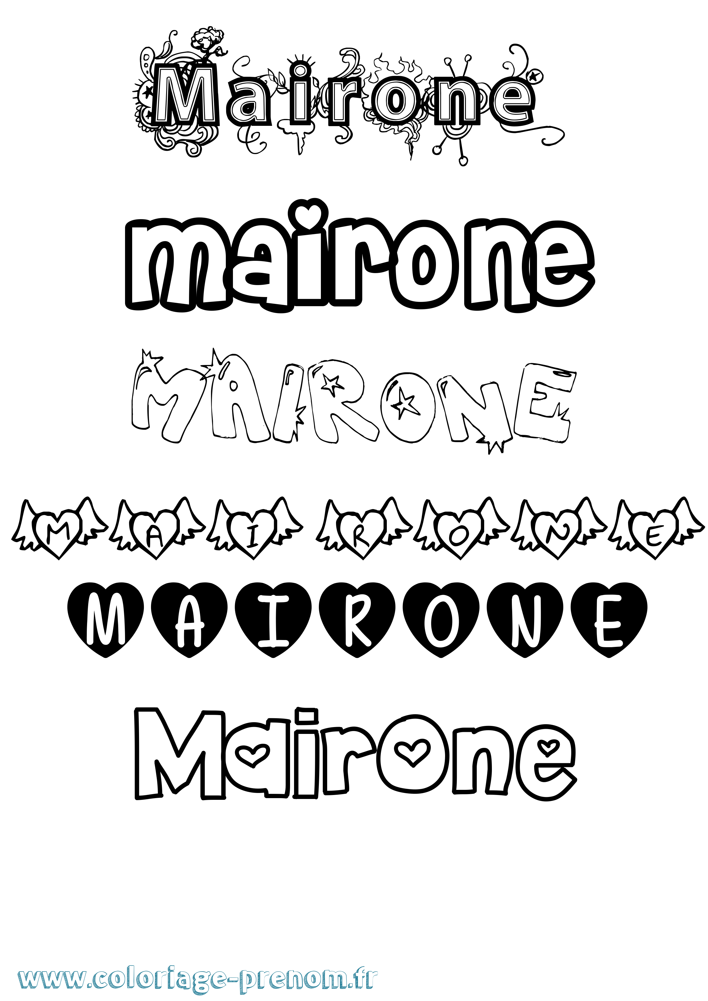 Coloriage Mairone Girly Coloriage prénom Mairone Girly