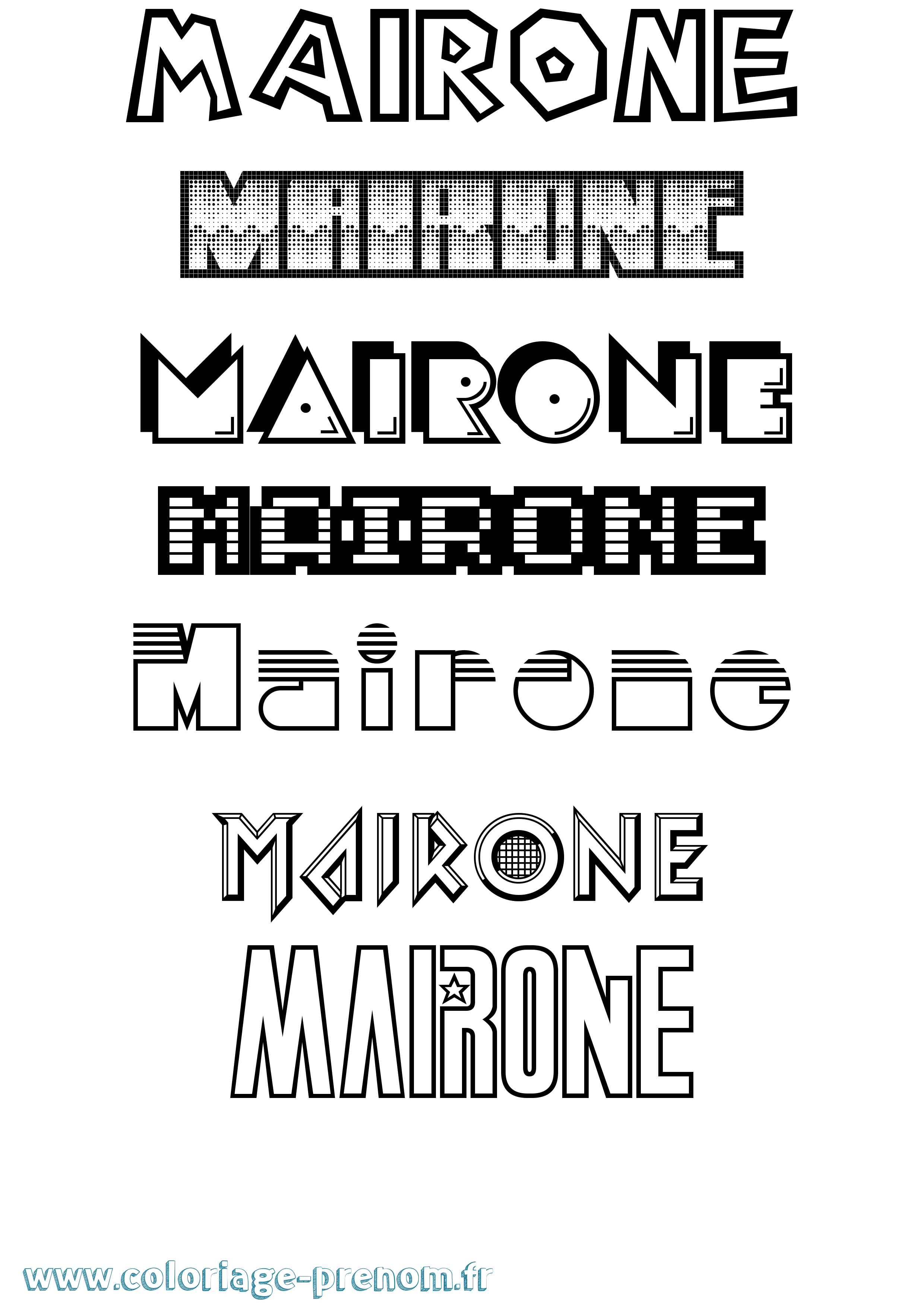 Coloriage prénom Mairone Jeux Vidéos