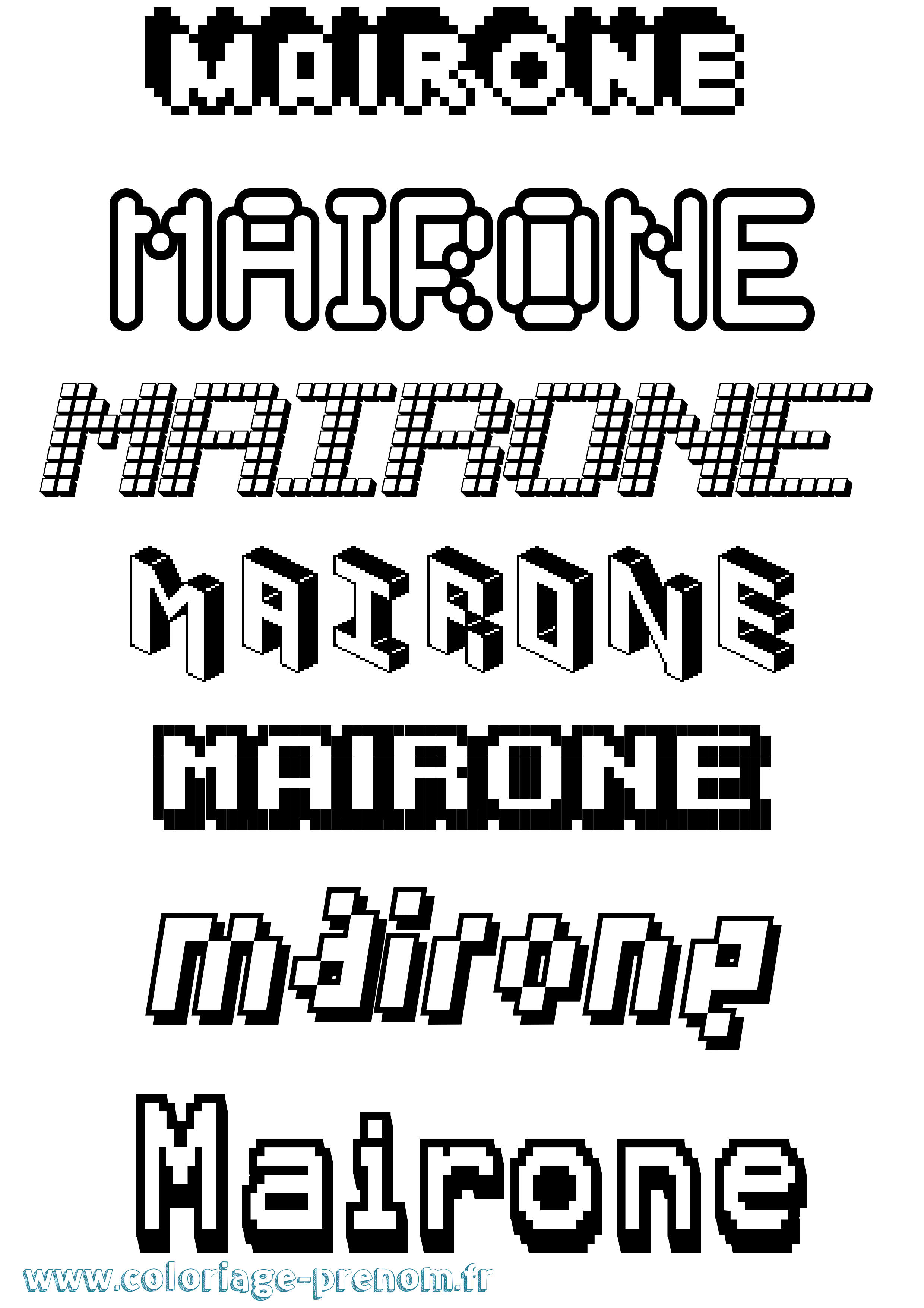 Coloriage prénom Mairone Pixel