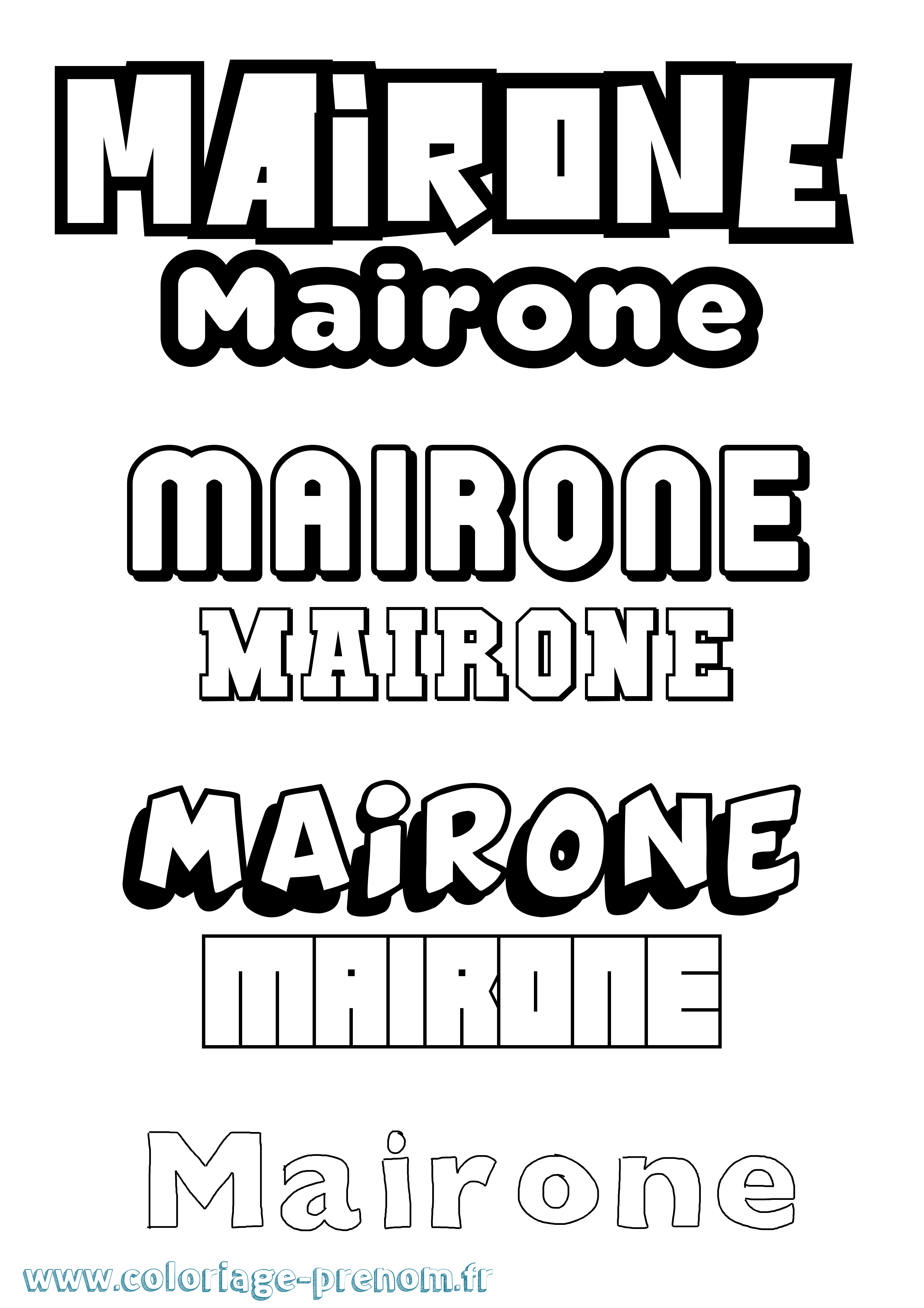 Coloriage prénom Mairone Simple