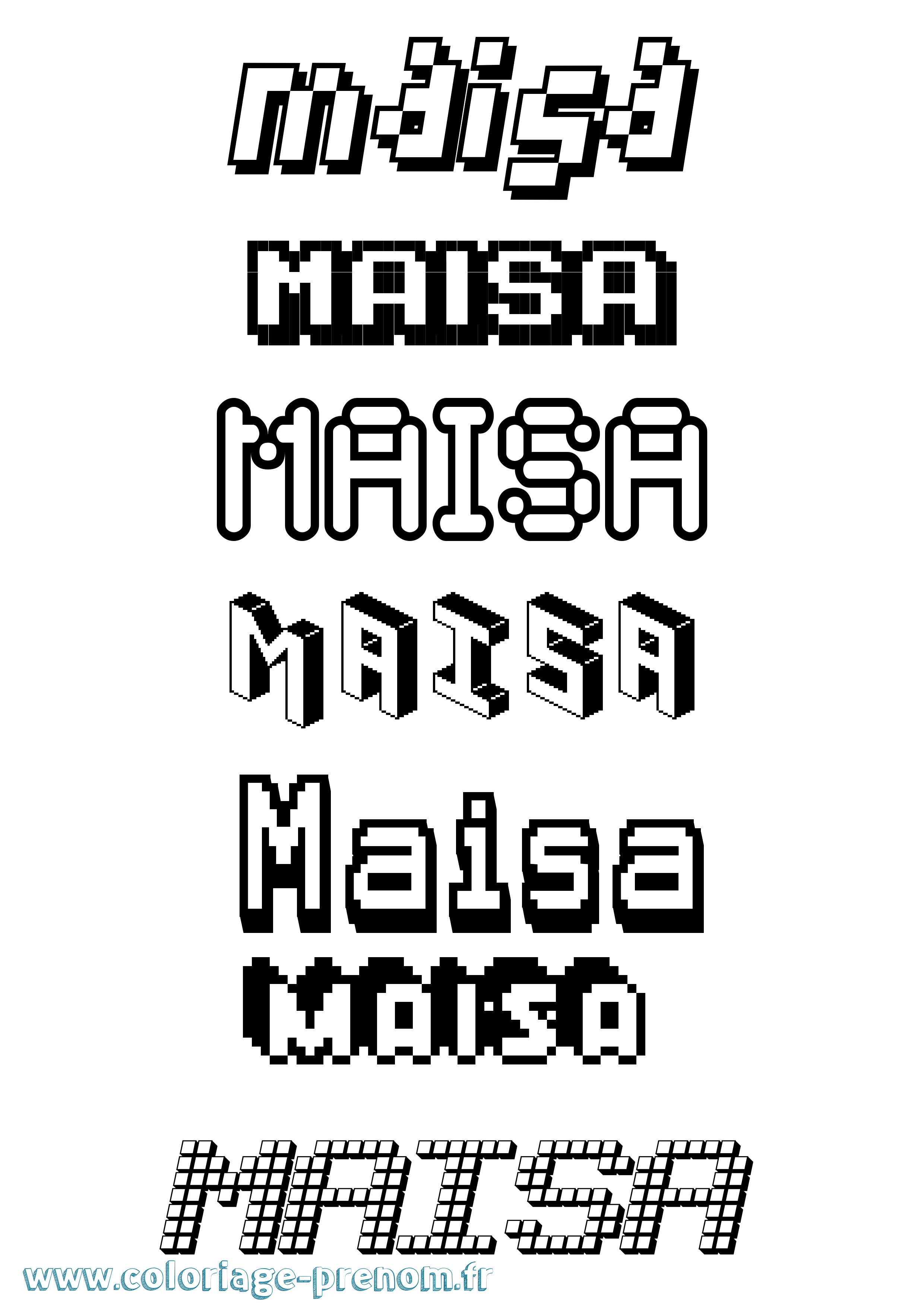 Coloriage prénom Maisa Pixel