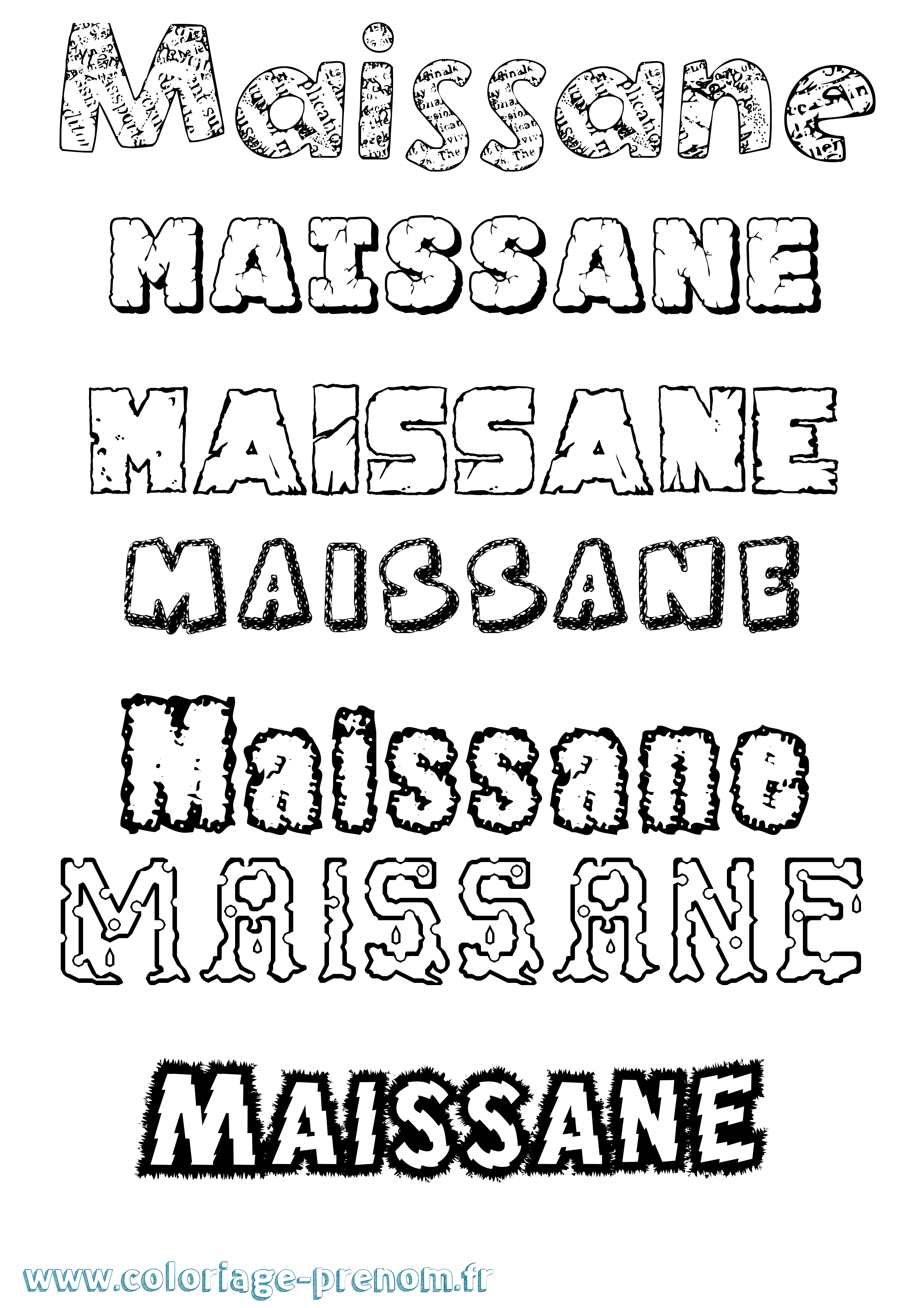 Coloriage prénom Maïssane Destructuré