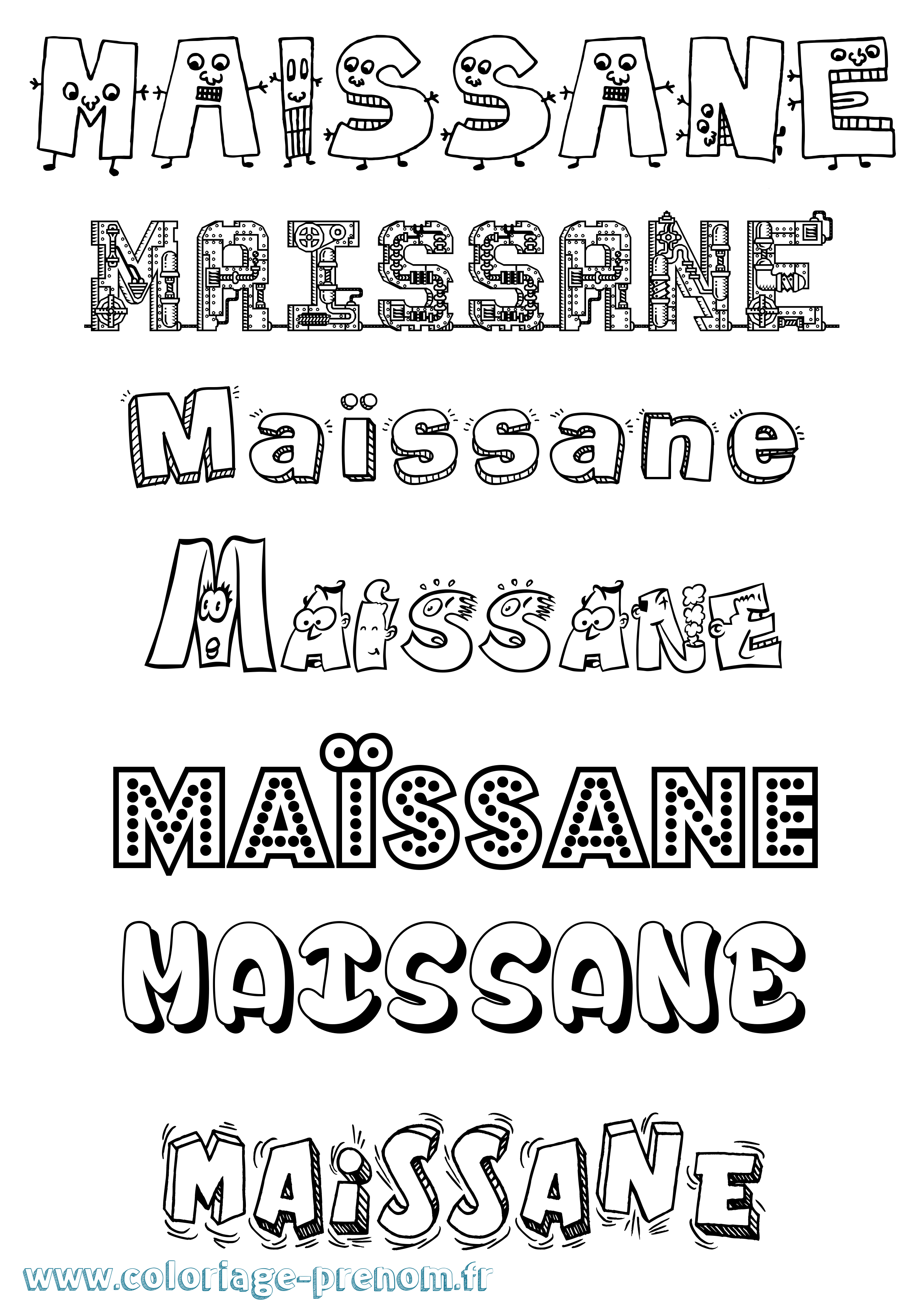 Coloriage prénom Maïssane Fun