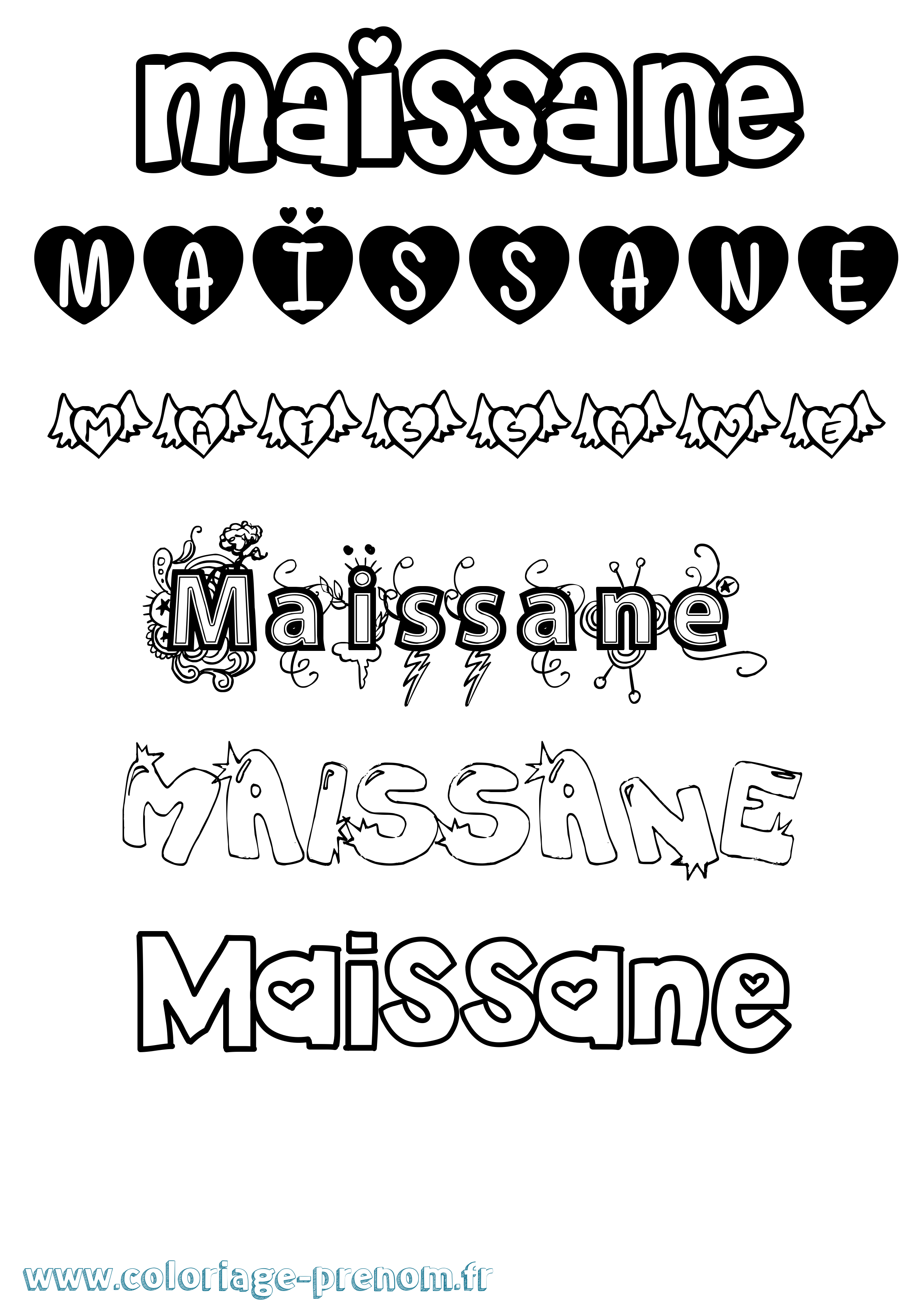 Coloriage prénom Maïssane Girly