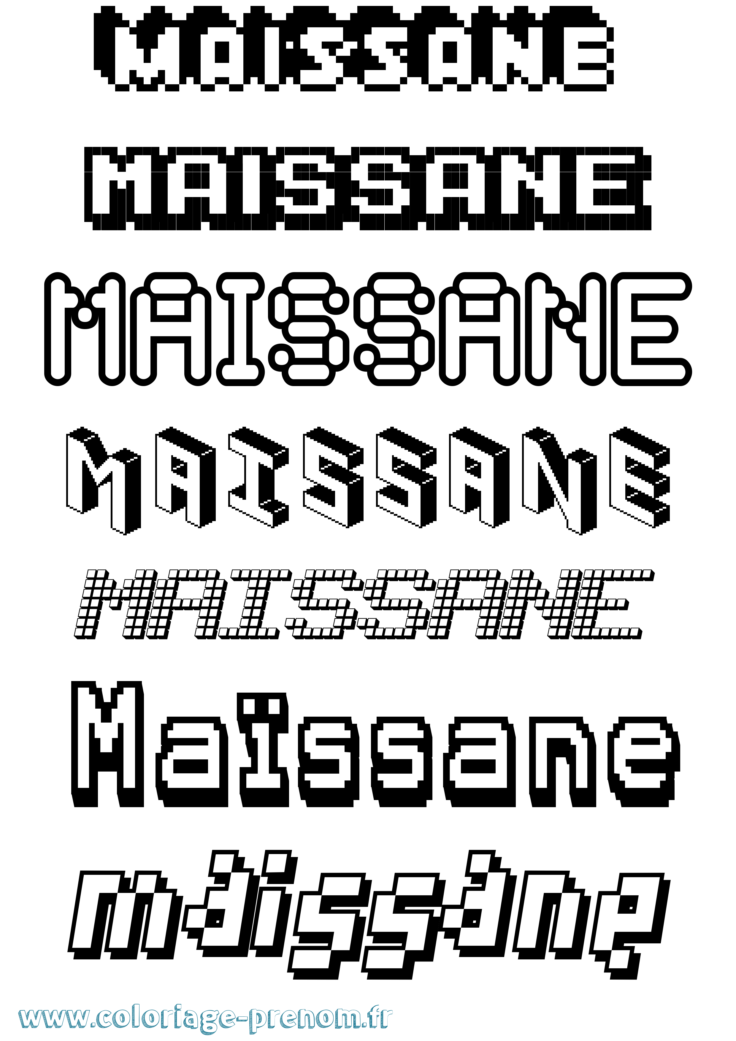Coloriage prénom Maïssane Pixel