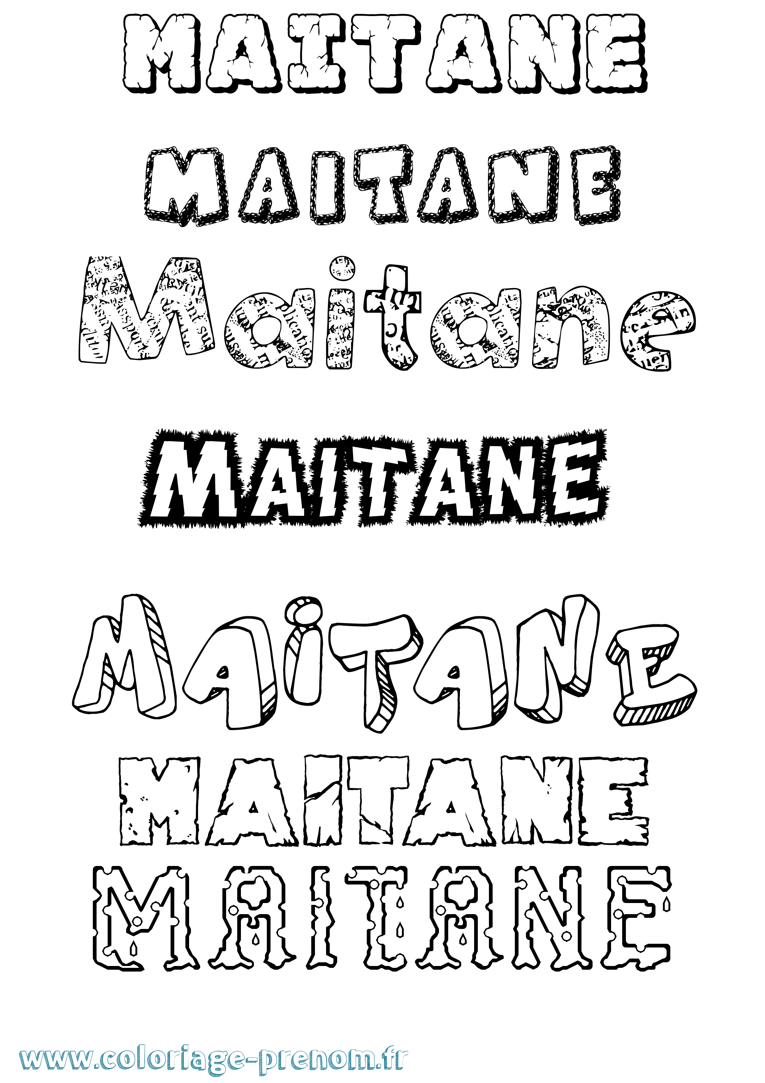 Coloriage prénom Maitane Destructuré