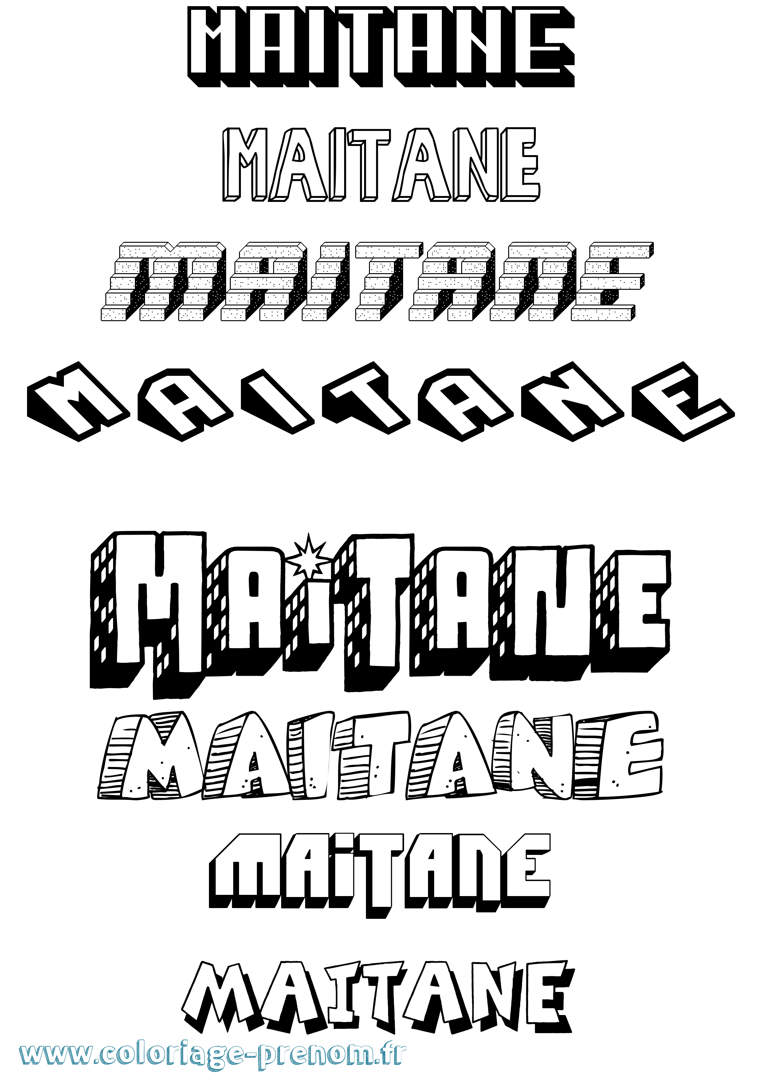 Coloriage prénom Maitane Effet 3D