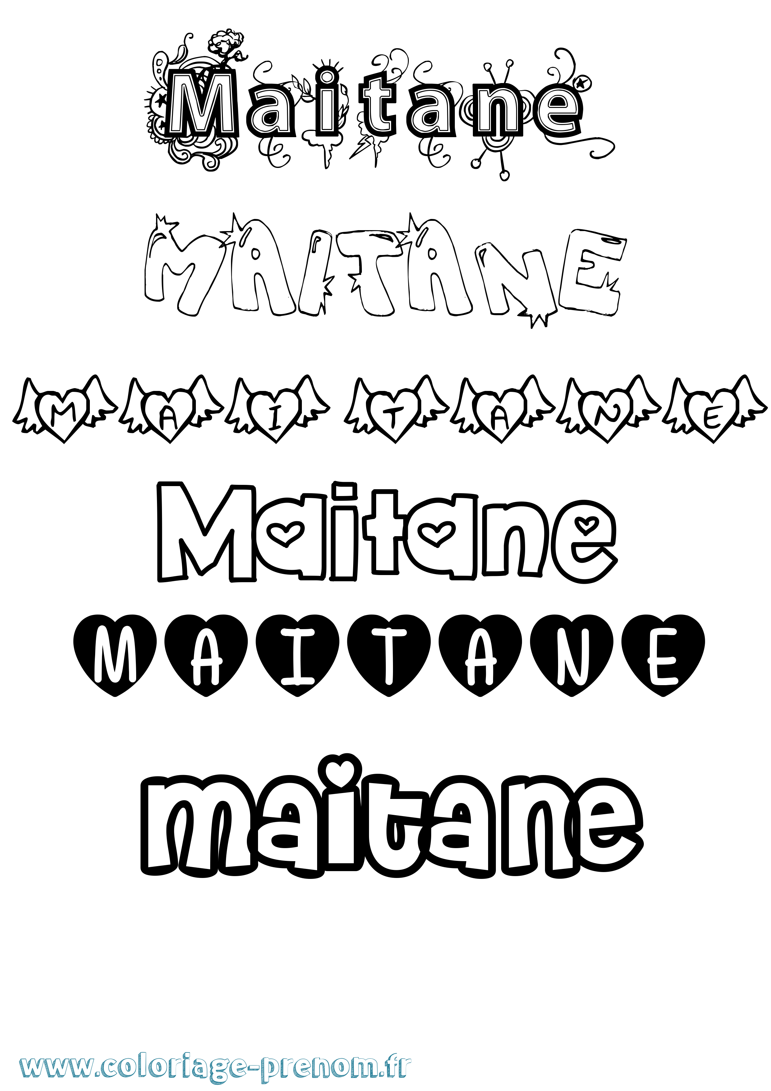 Coloriage prénom Maitane Girly