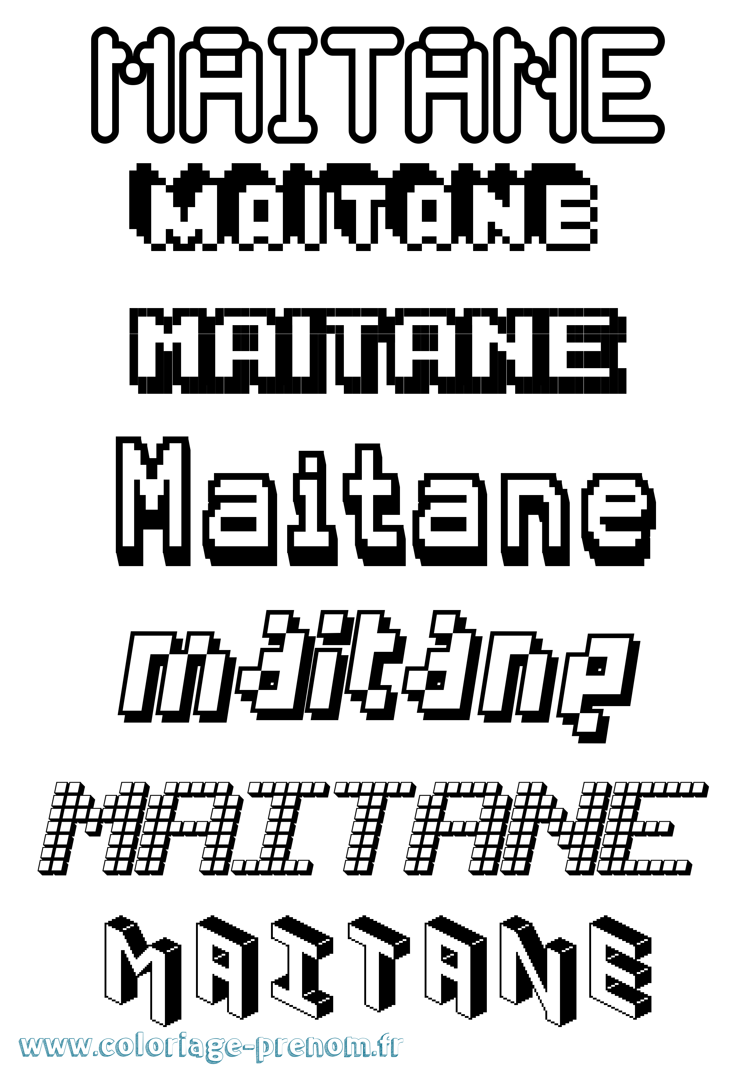 Coloriage prénom Maitane Pixel