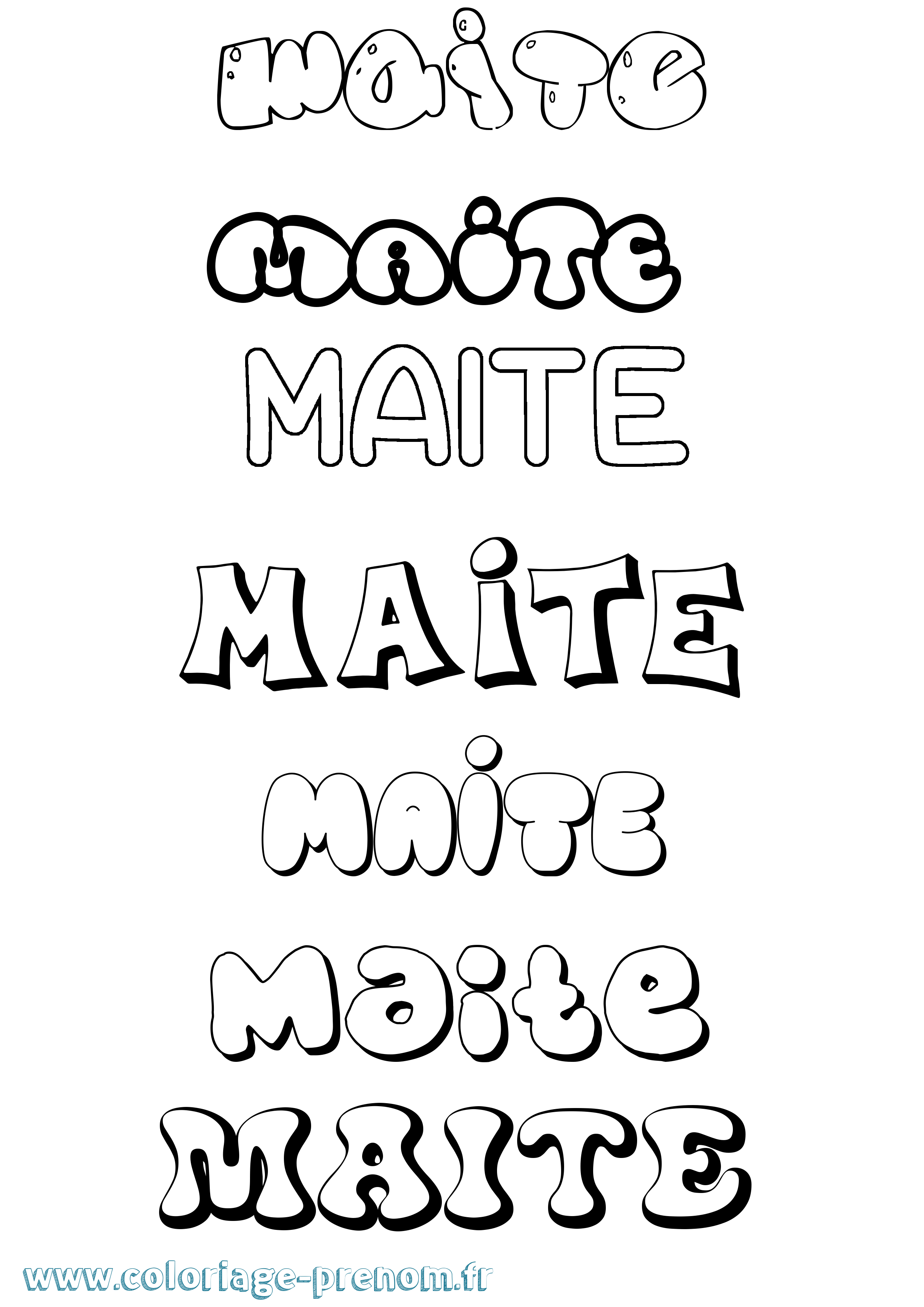 Coloriage prénom Maite Bubble