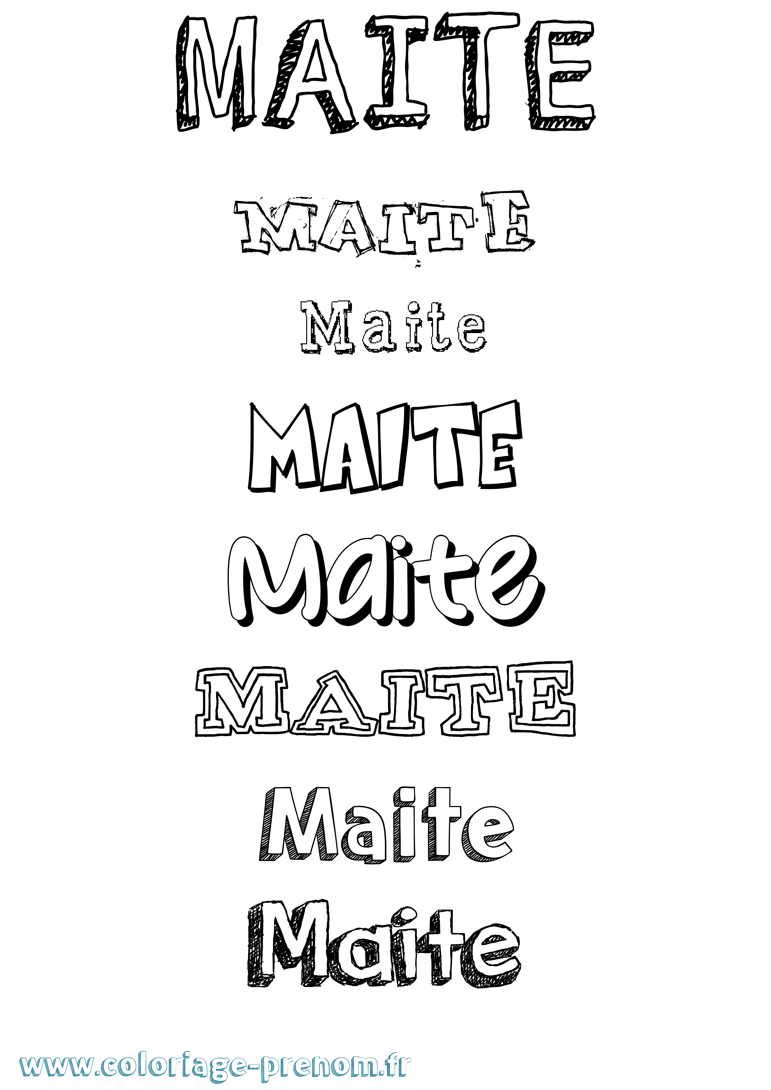 Coloriage Maite Dessiné Coloriage prénom Maite Dessiné
