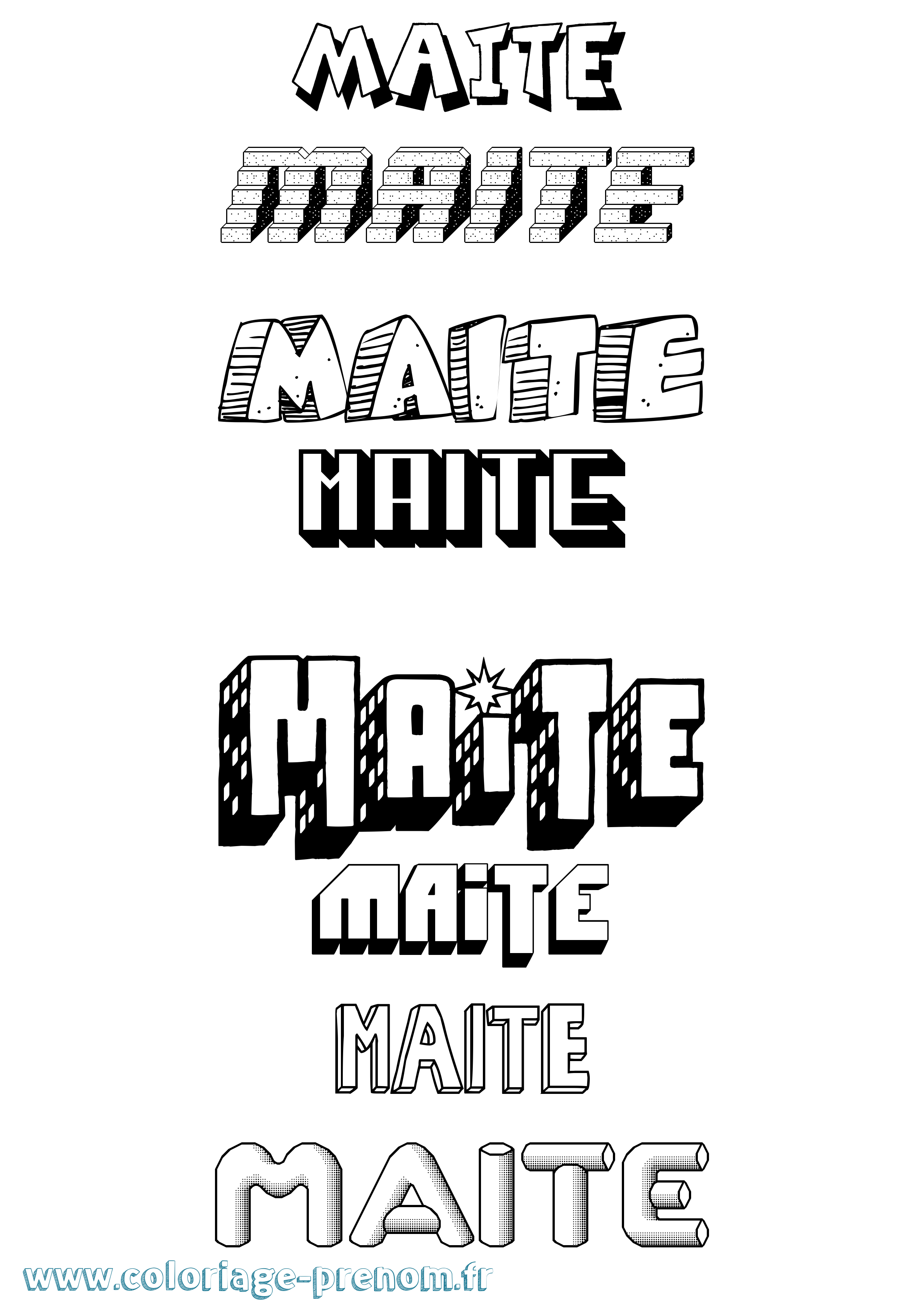 Coloriage Maite Effet 3D Coloriage prénom Maite Effet 3D