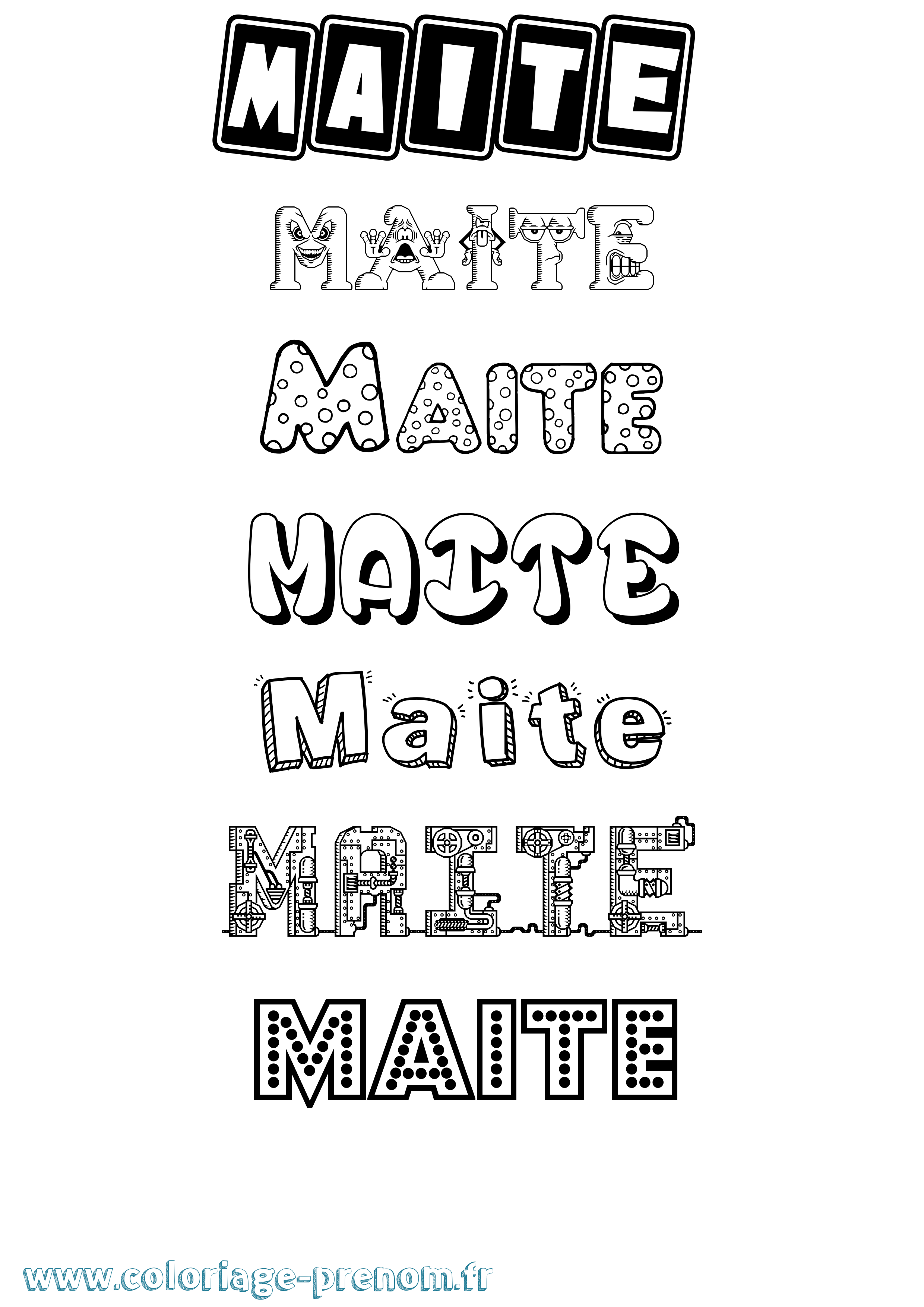 Coloriage prénom Maite Fun