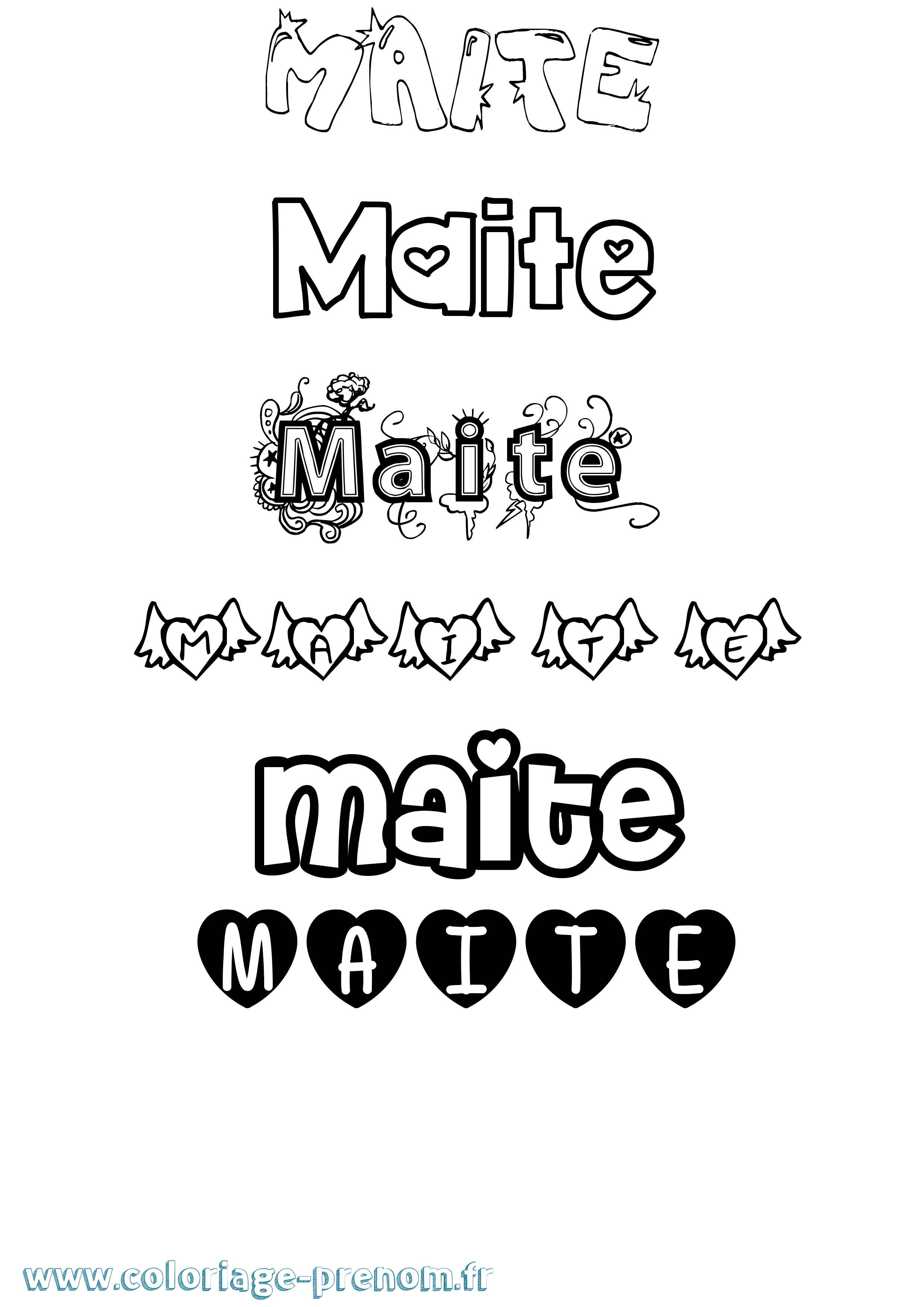 Coloriage Maite Girly Coloriage prénom Maite Girly