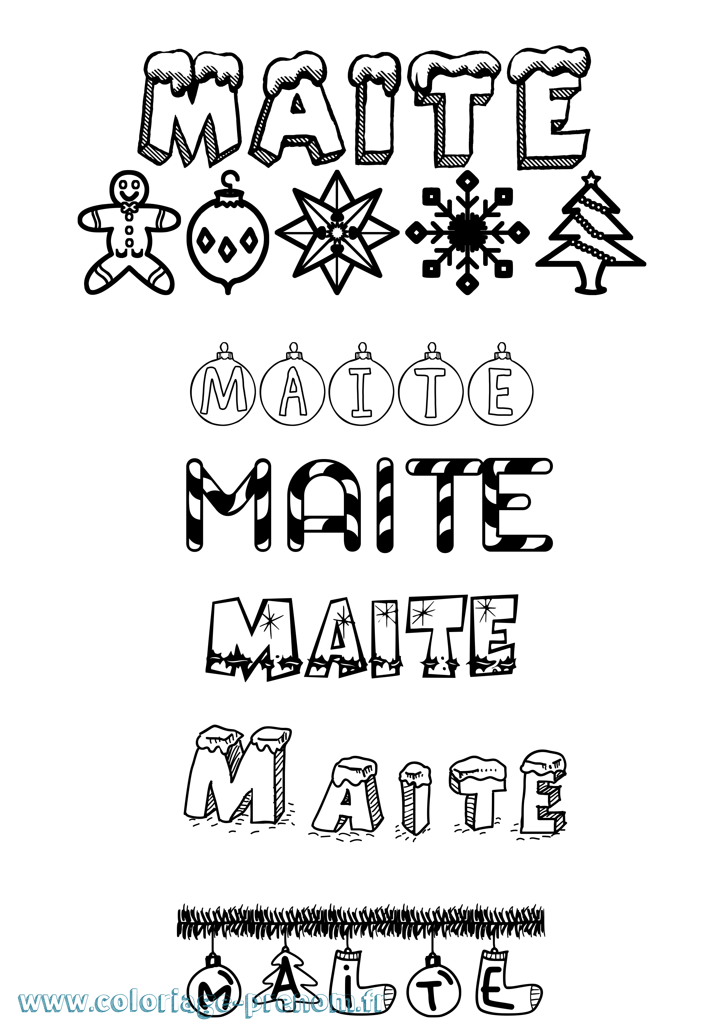 Coloriage Maite Noël Coloriage prénom Maite Noël