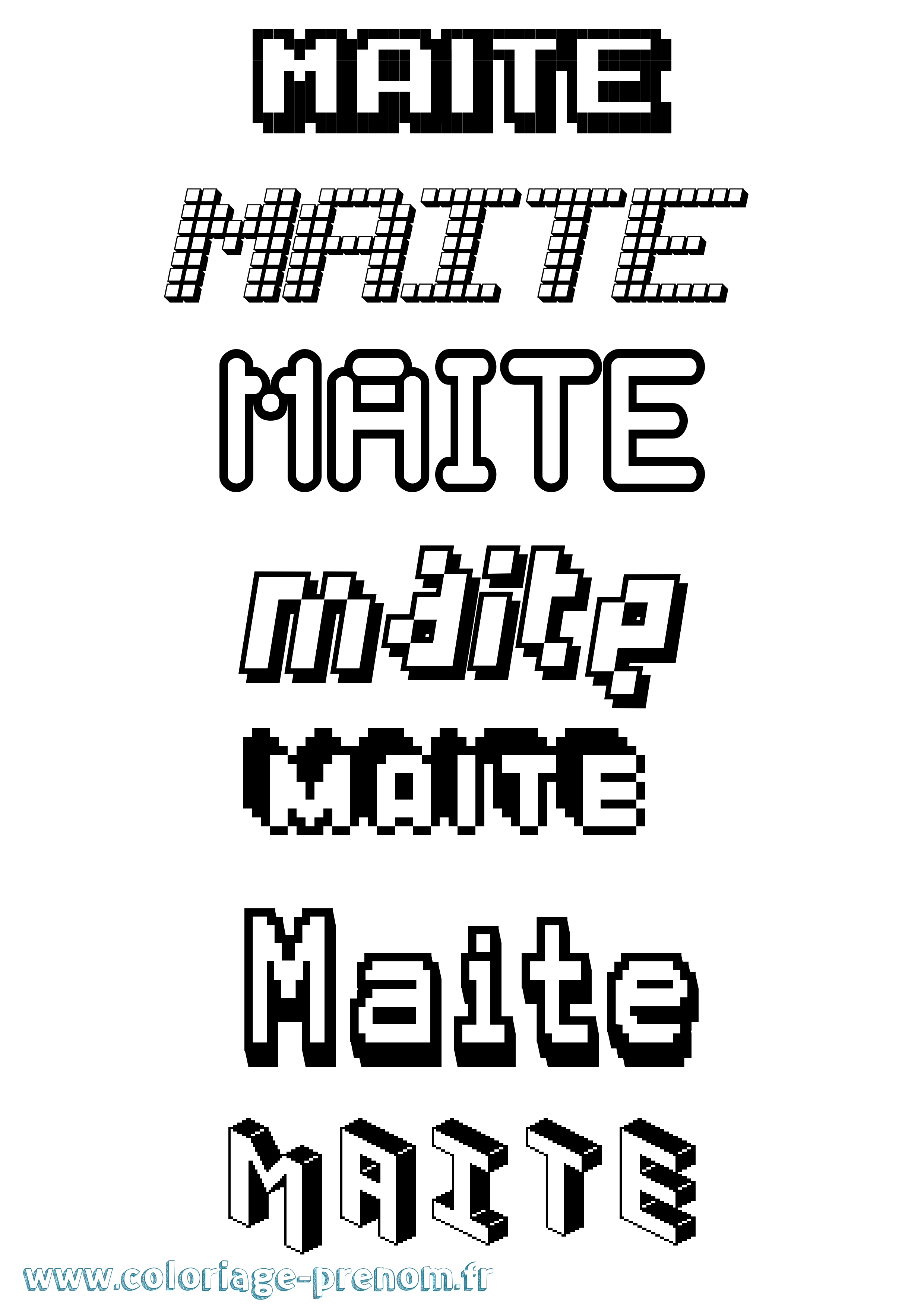 Coloriage prénom Maite Pixel